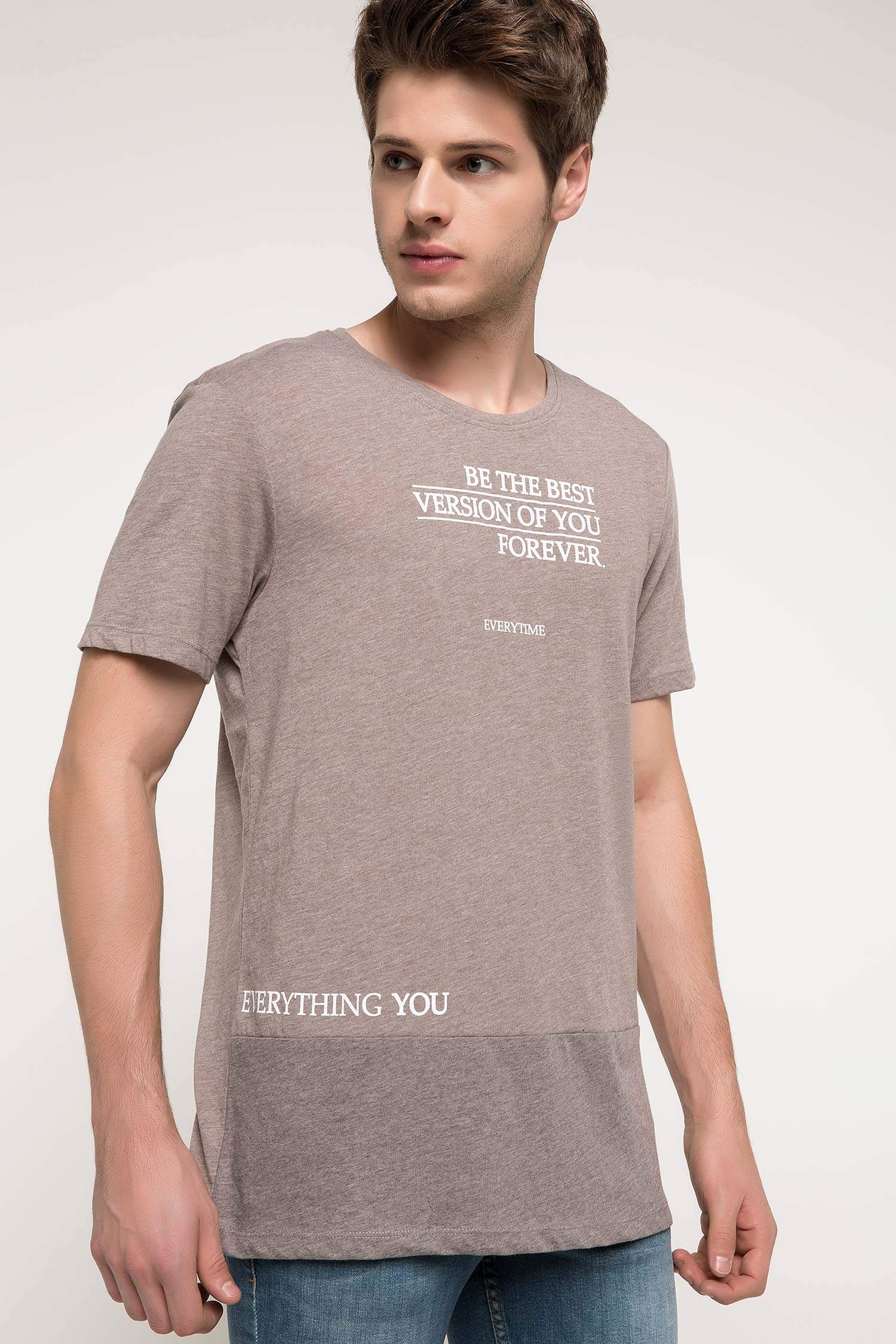 Defacto Slogan Baskılı T-shirt. 1