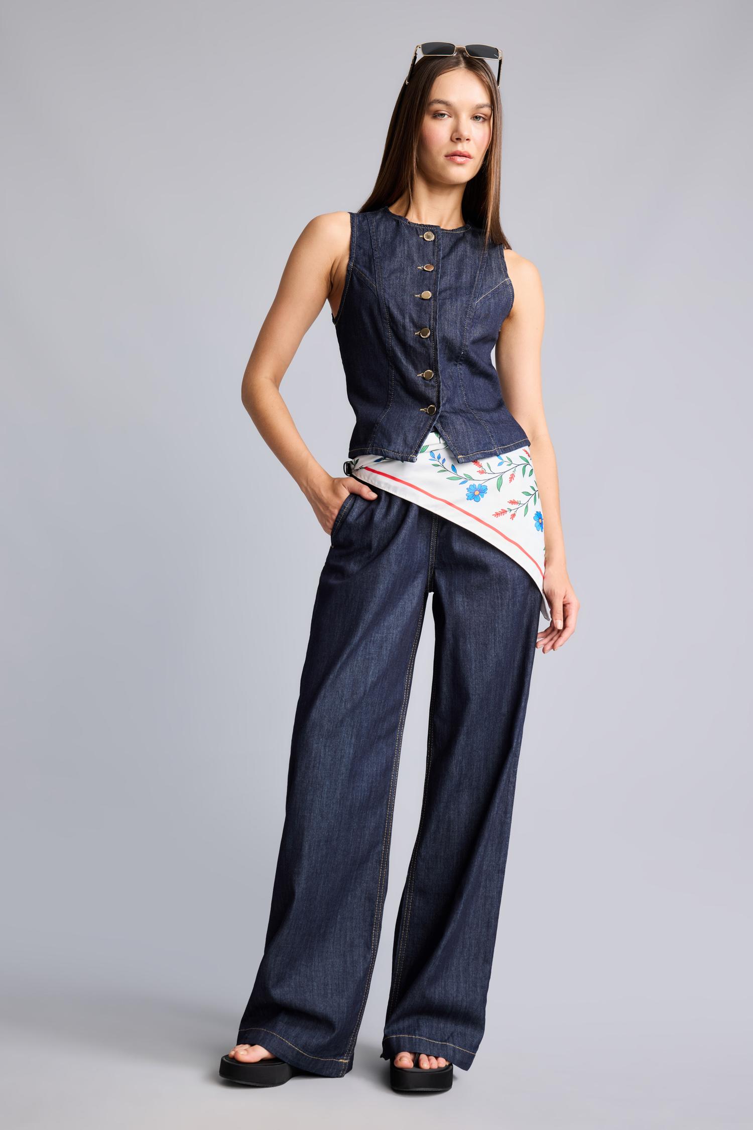 DeFacto %100 Pamuk Wide Leg Jean Pantolon görsel 2