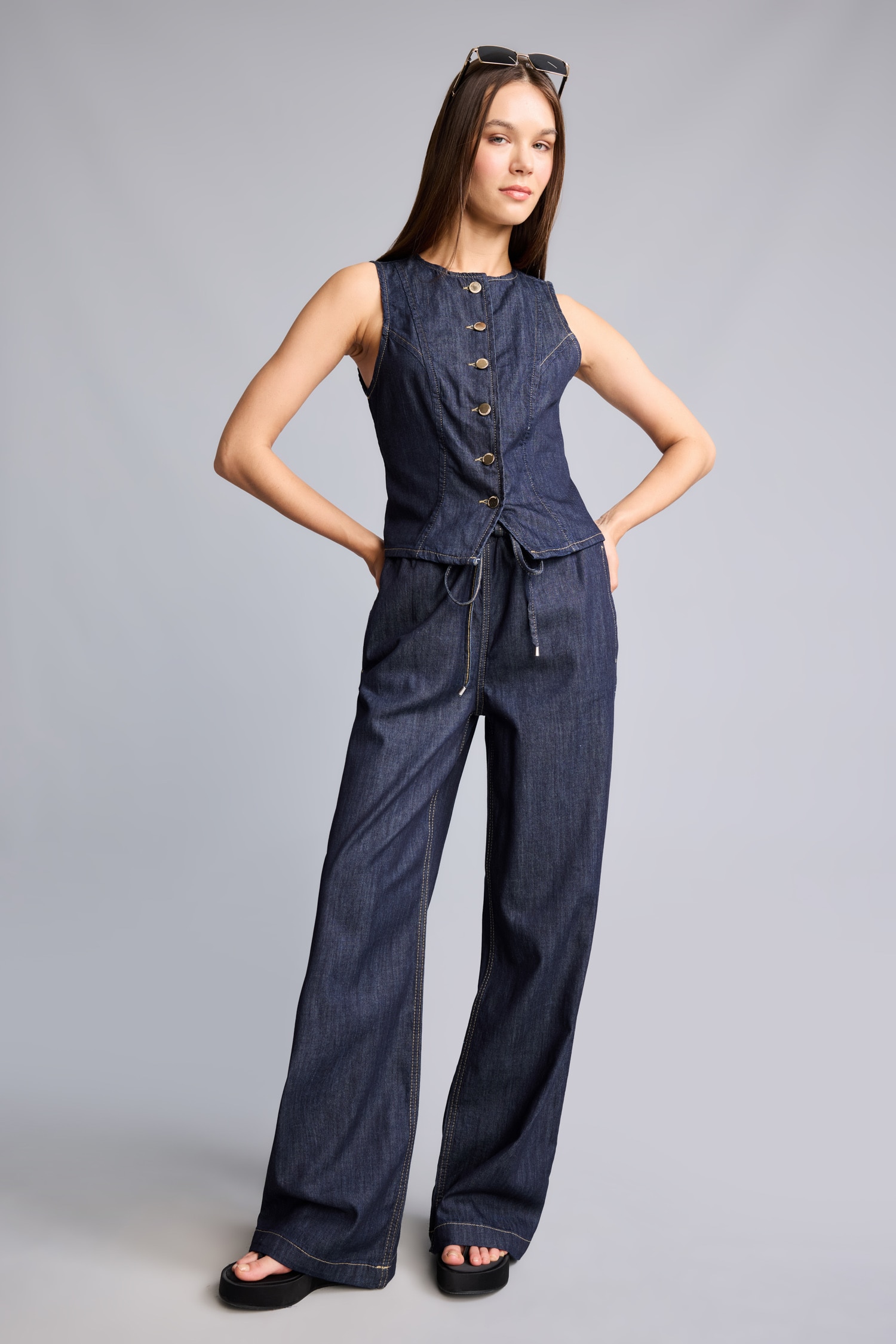 DeFacto %100 Pamuk Wide Leg Jean Pantolon görsel 3
