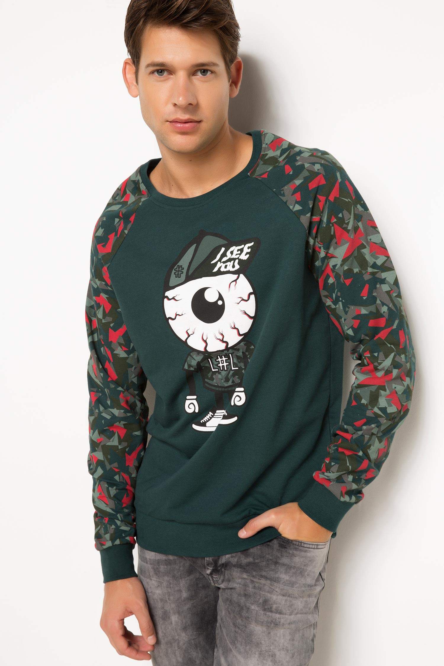 Defacto L#L Baskılı Sweatshirt. 1