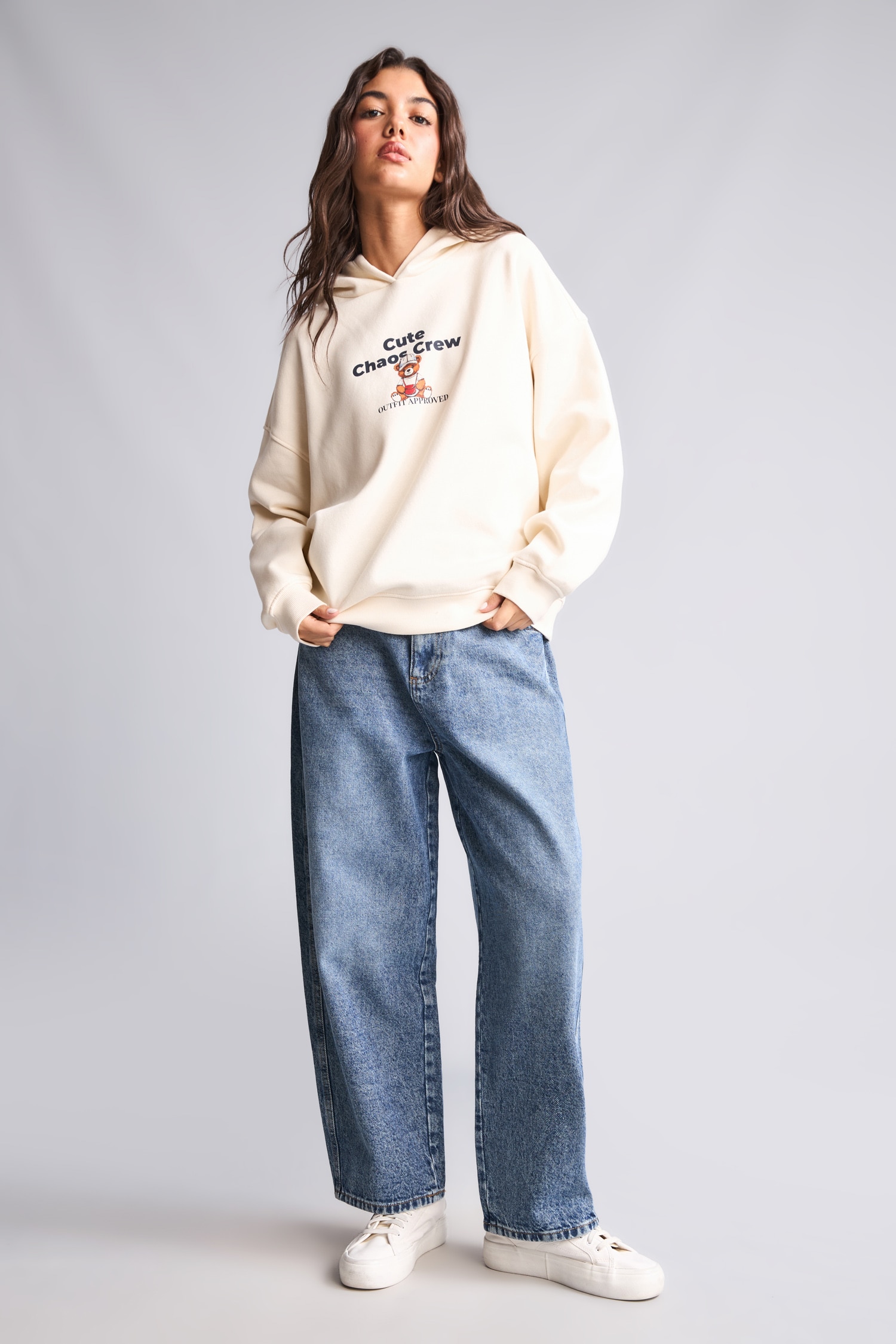 DeFacto Oversıze Kapüşonlu Ayıcıklı Sweatshirt görsel 2
