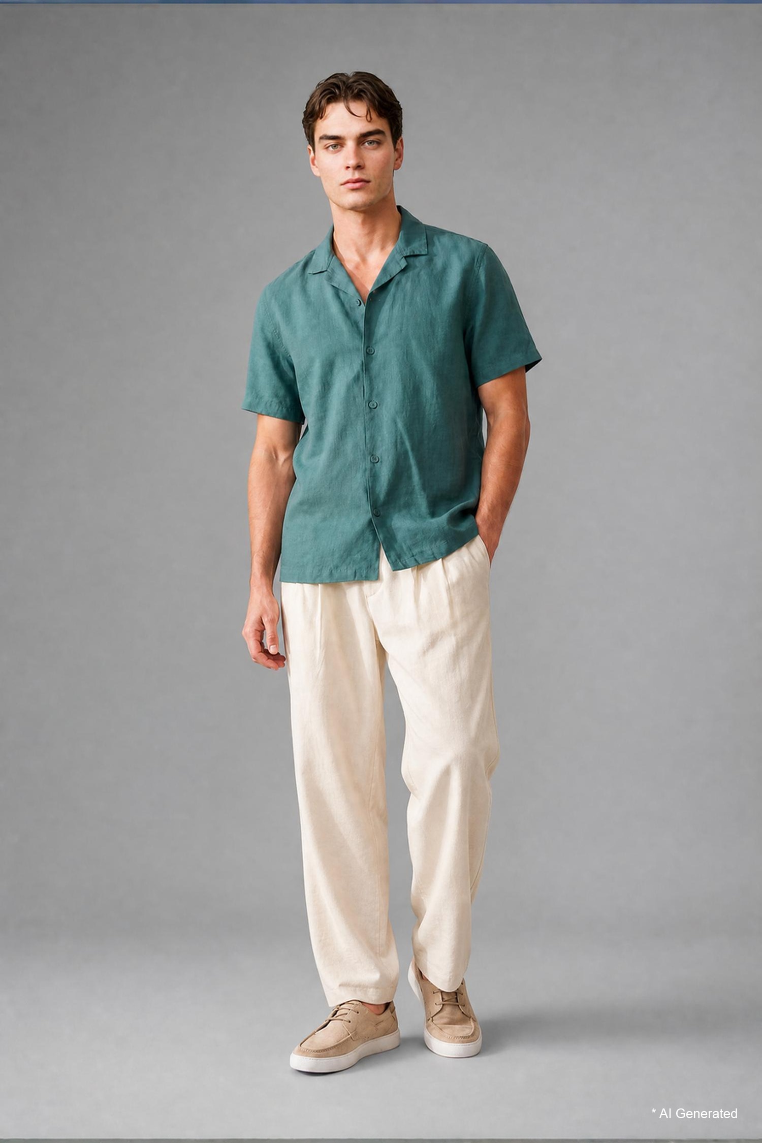DeFacto Regular Fit Keten Karışımlı Gömlek görsel 2