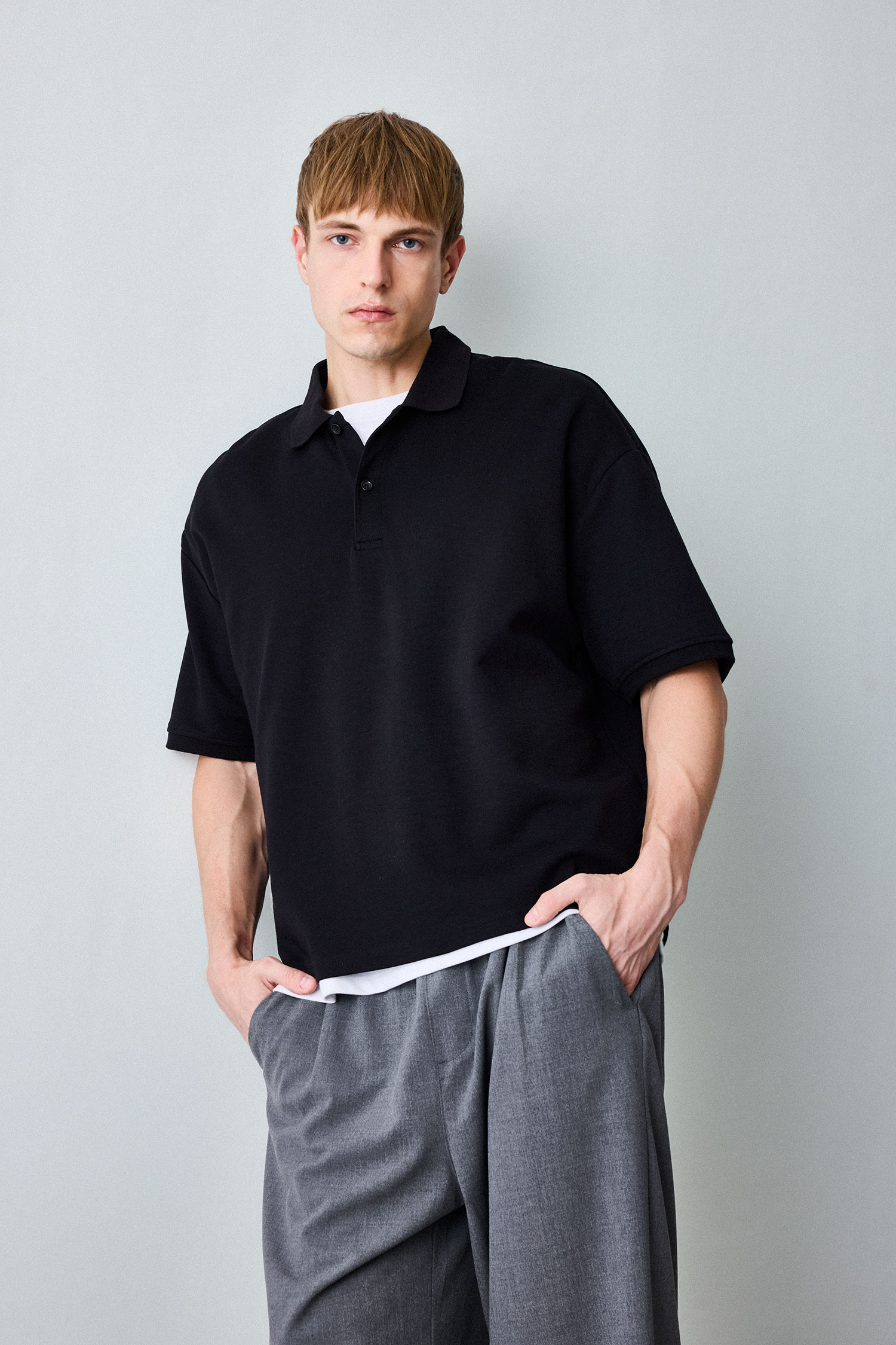 Boxy Fit Polo Collar Short Sleeve Polo T-Shirt