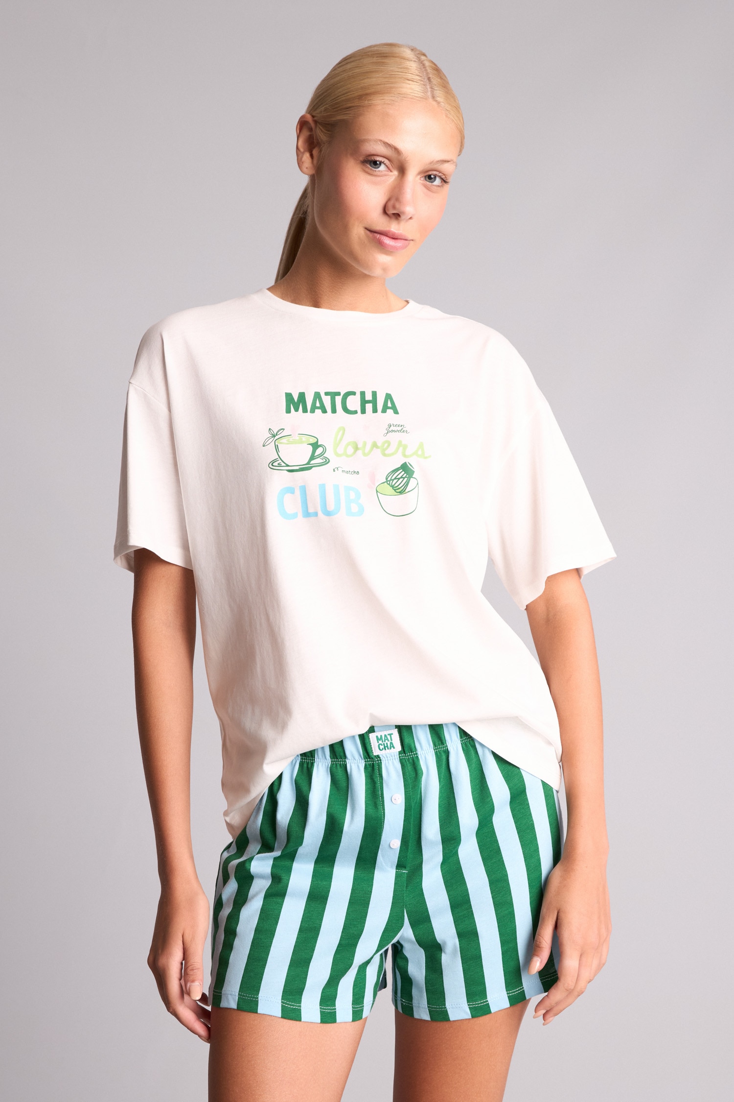 DeFacto Oversıze Kısa Kollu Şortlu Pijama Takımı görsel 3