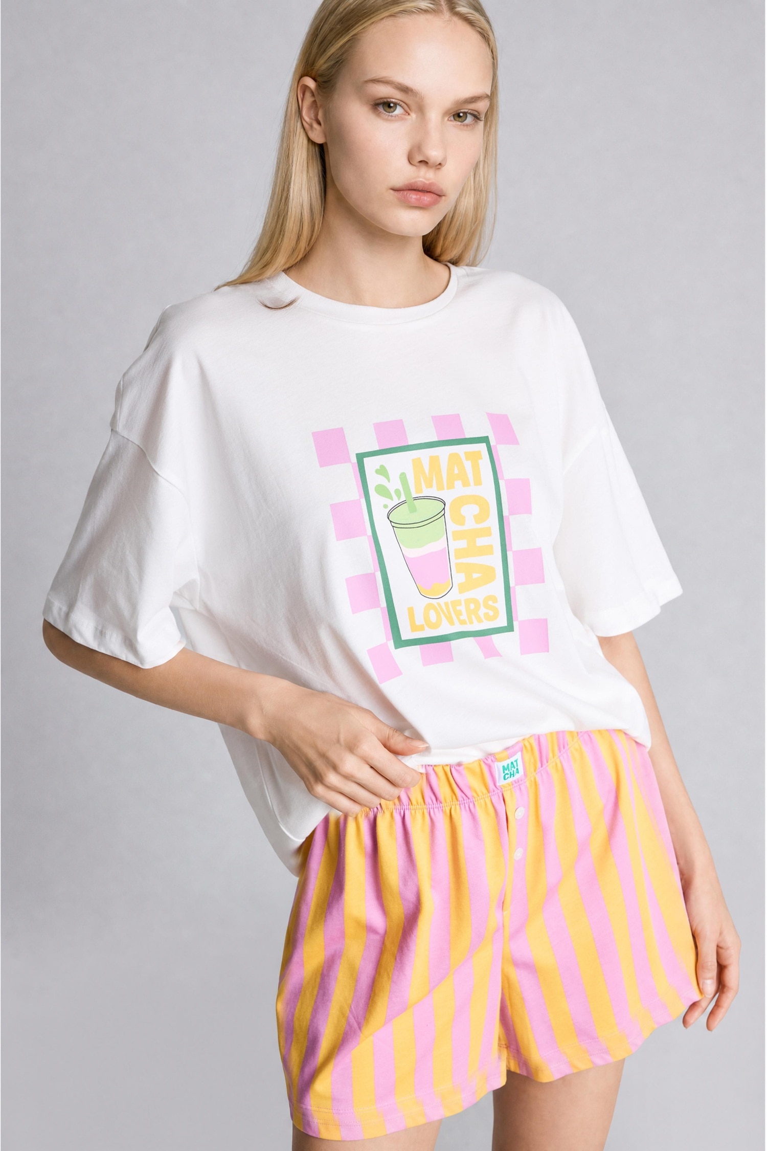 DeFacto Oversıze Kısa Kollu Şortlu Pijama Takımı görsel 2