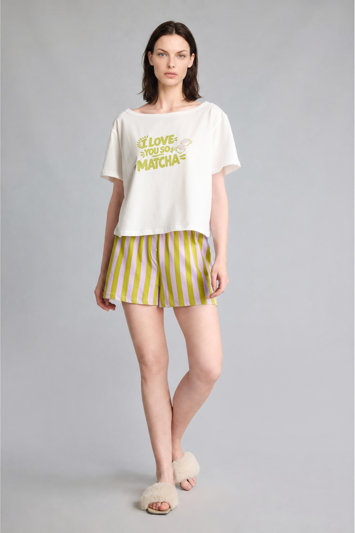 DeFacto Oversıze Kısa Kollu Şortlu Pijama Takımı