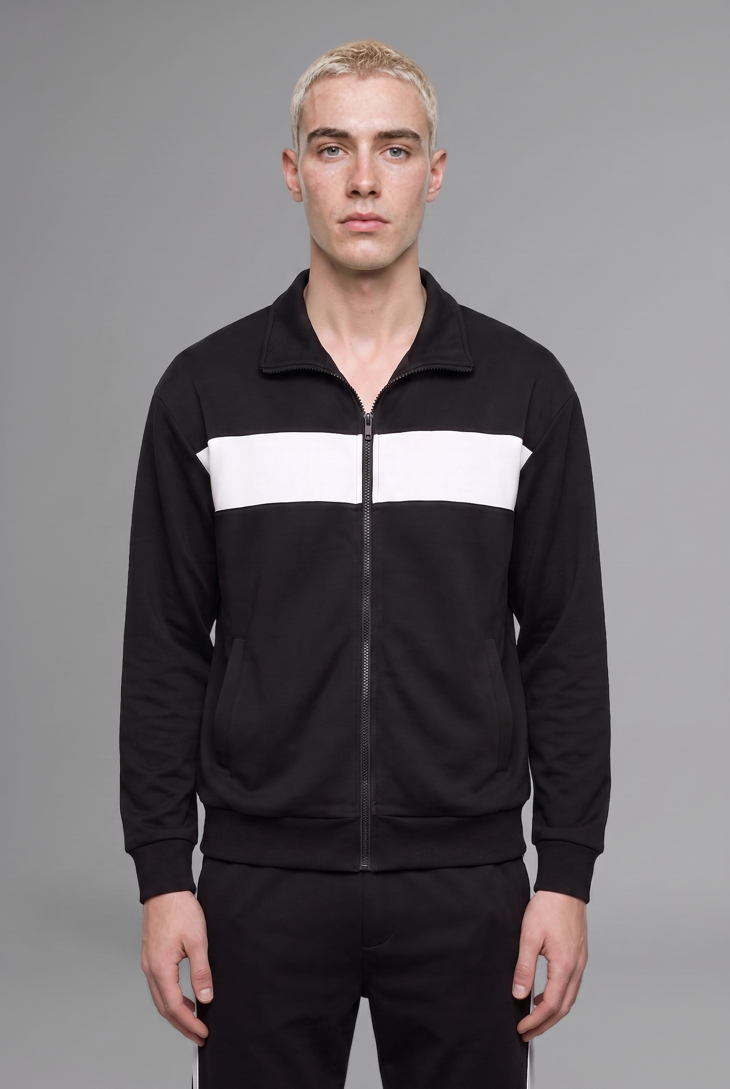 DeFacto Boxy Fit Fermuarlı Şeritli Sweatshirt Hırka