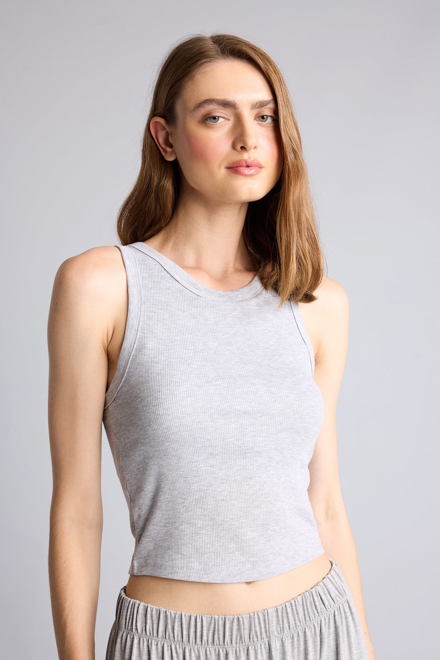 DeFacto Pamuklu Slim Fit Fitilli Ribana Crop Atlet görsel 3