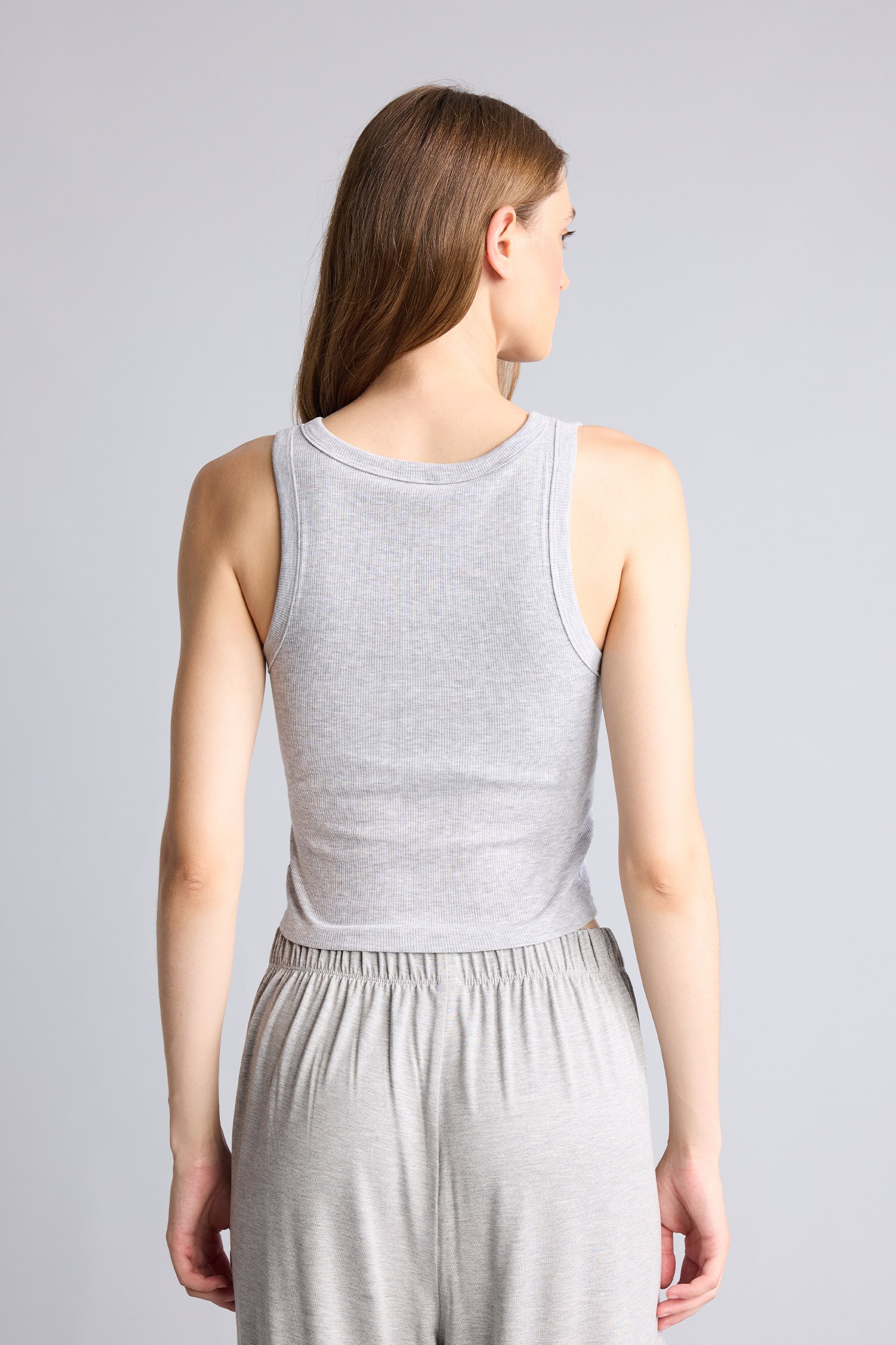 DeFacto Pamuklu Slim Fit Fitilli Ribana Crop Atlet görsel 5