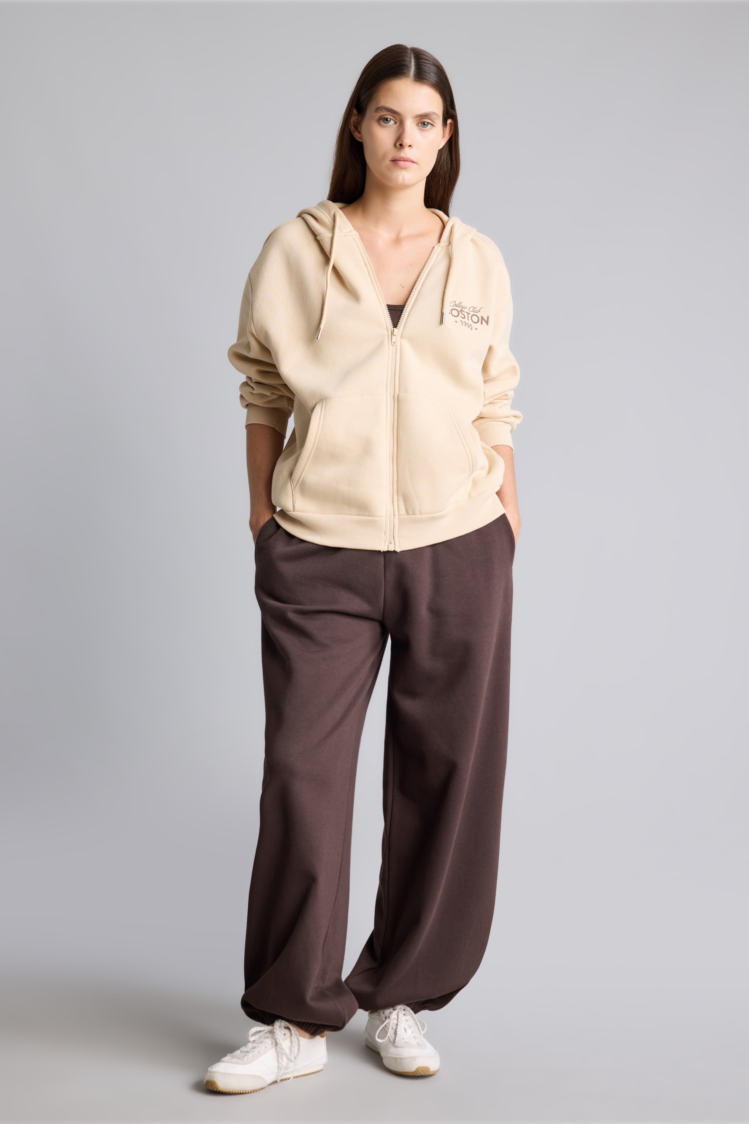 DeFacto Oversize Fermuarlı Baskılı Sweatshirt Hırka görsel 2