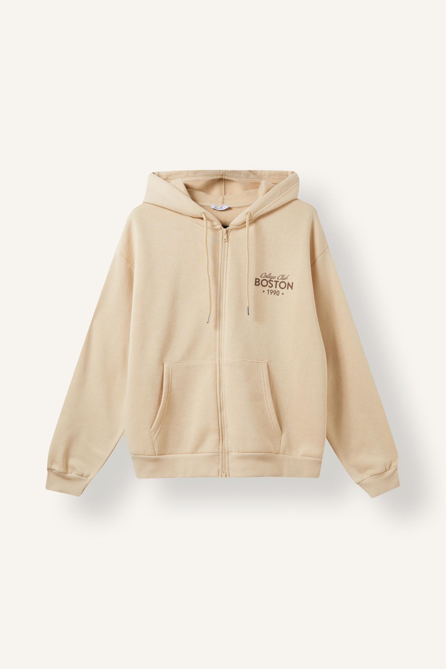 DeFacto Oversize Fermuarlı Baskılı Sweatshirt Hırka görsel 6