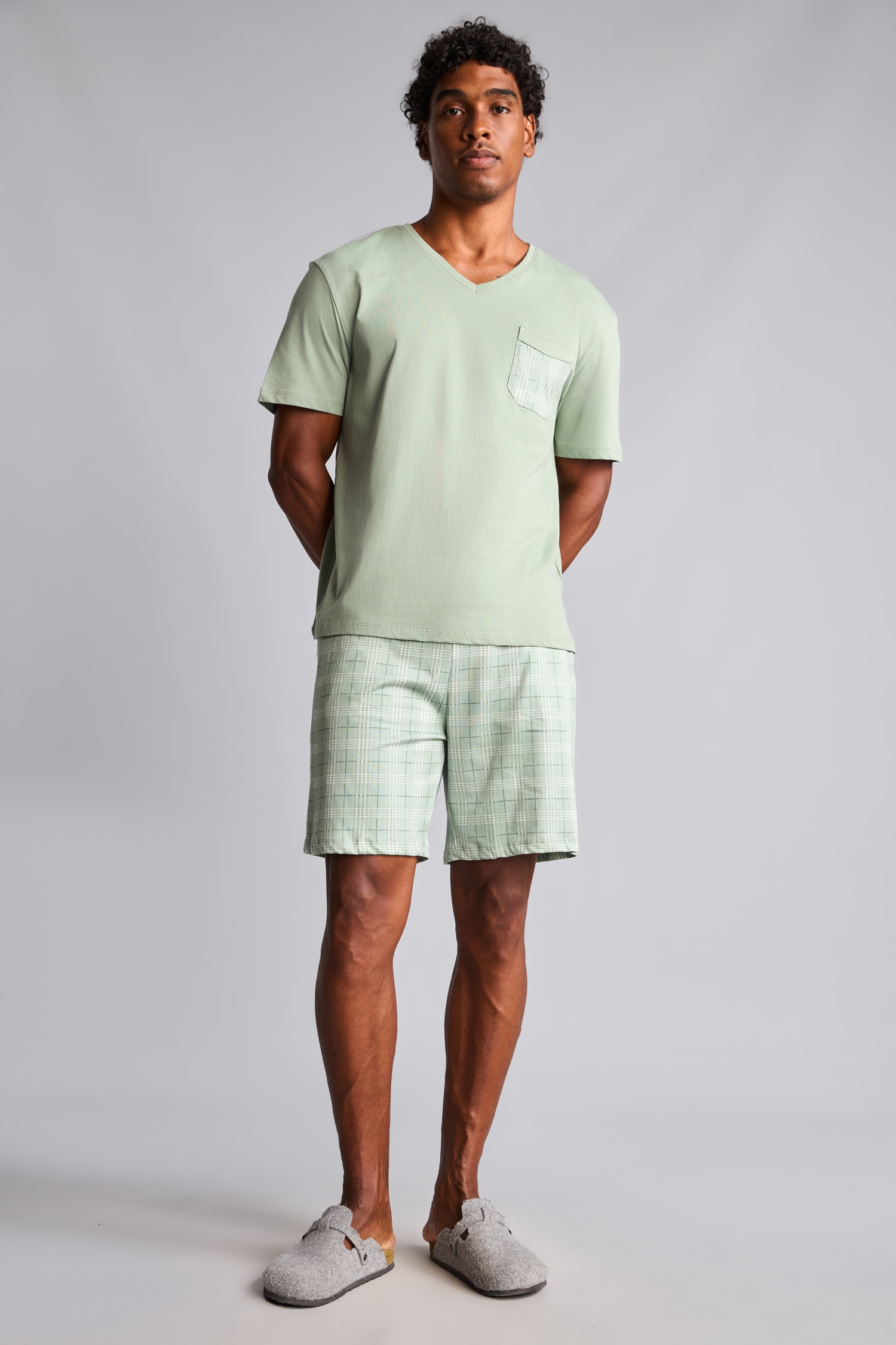 DeFacto %100 Pamuk New Regular Fit Şort Tişört 2'li Şortlu Pijama Takımı