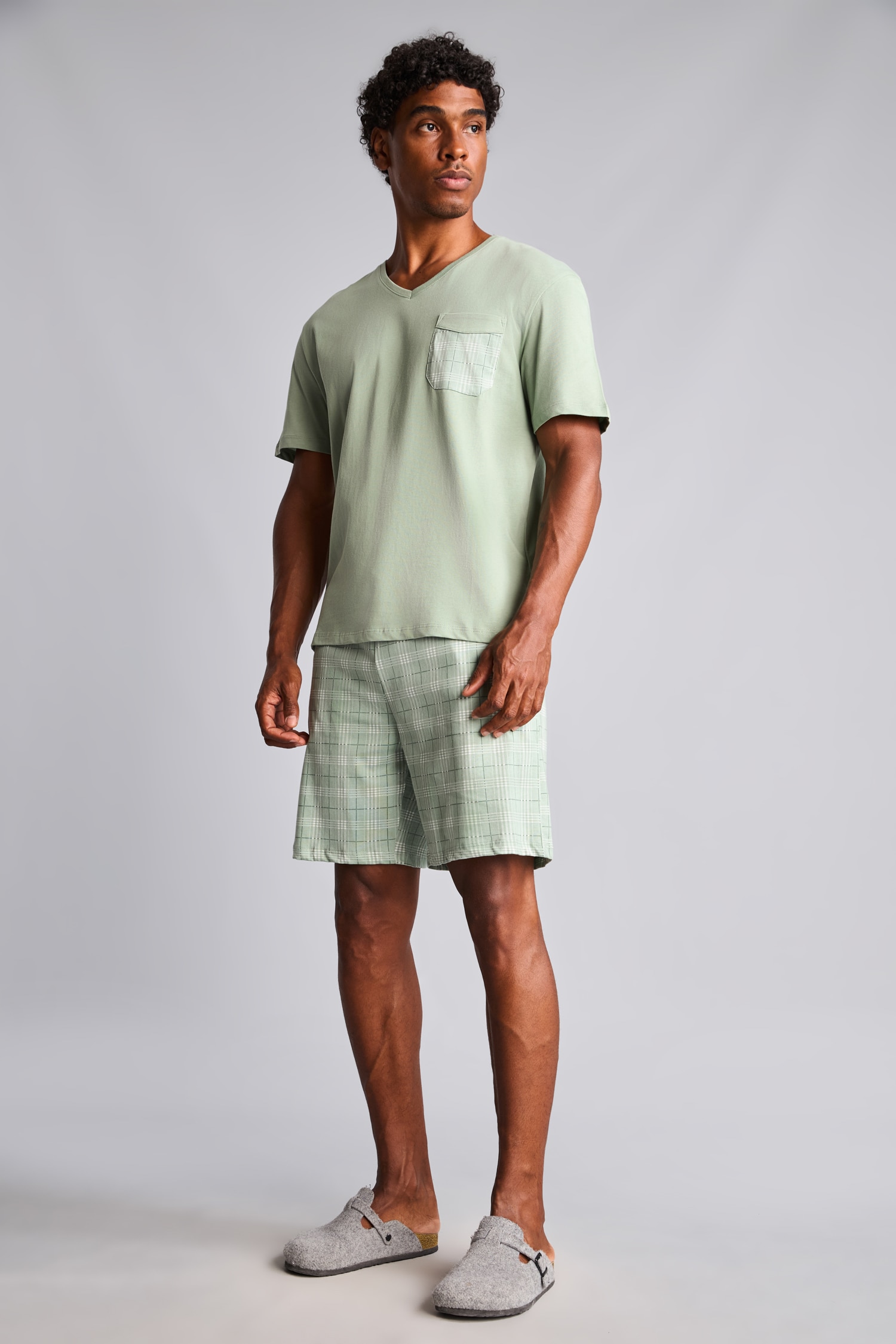 DeFacto %100 Pamuk New Regular Fit Şort Tişört 2'li Şortlu Pijama Takımı görsel 2