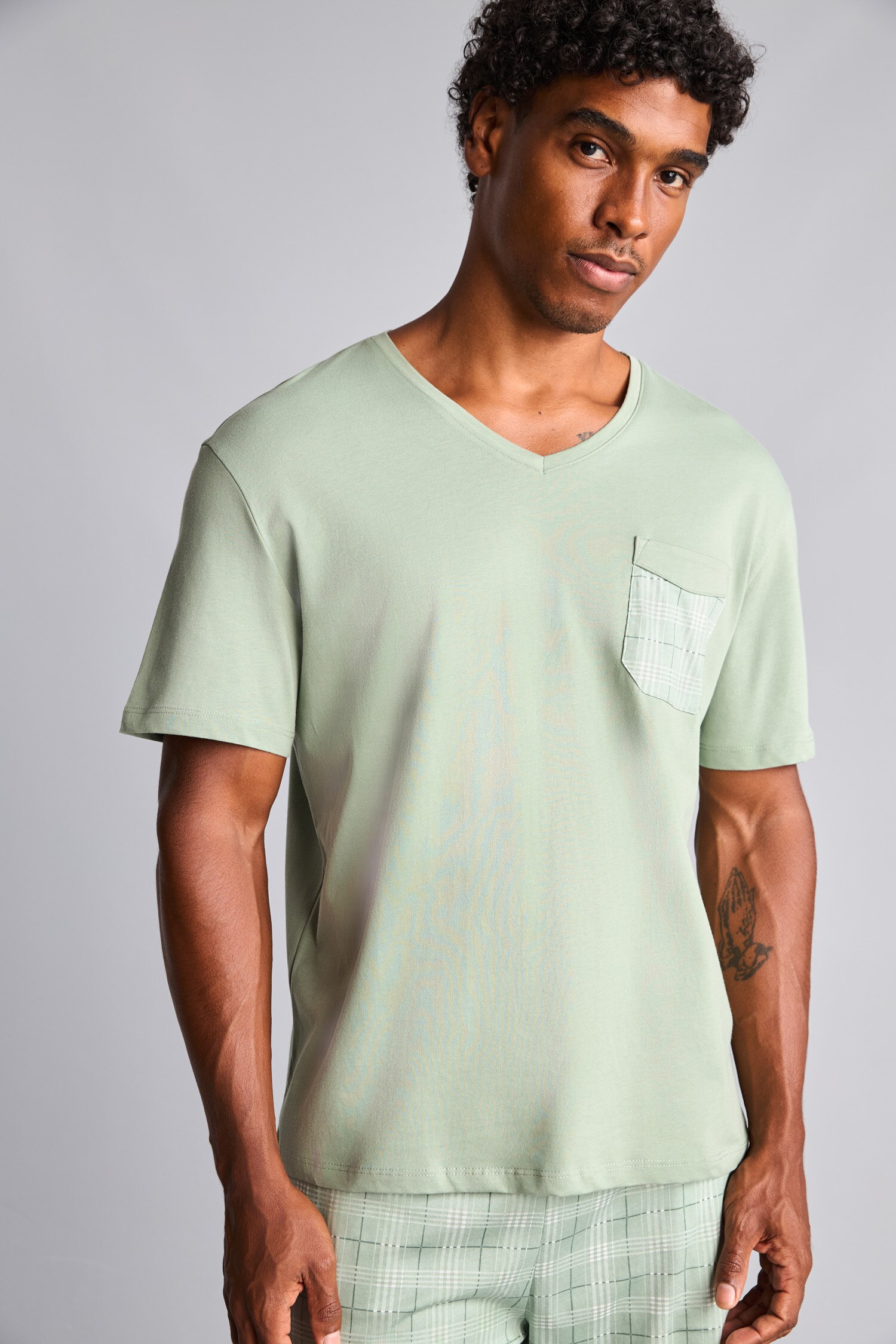 DeFacto %100 Pamuk New Regular Fit Şort Tişört 2'li Şortlu Pijama Takımı görsel 3