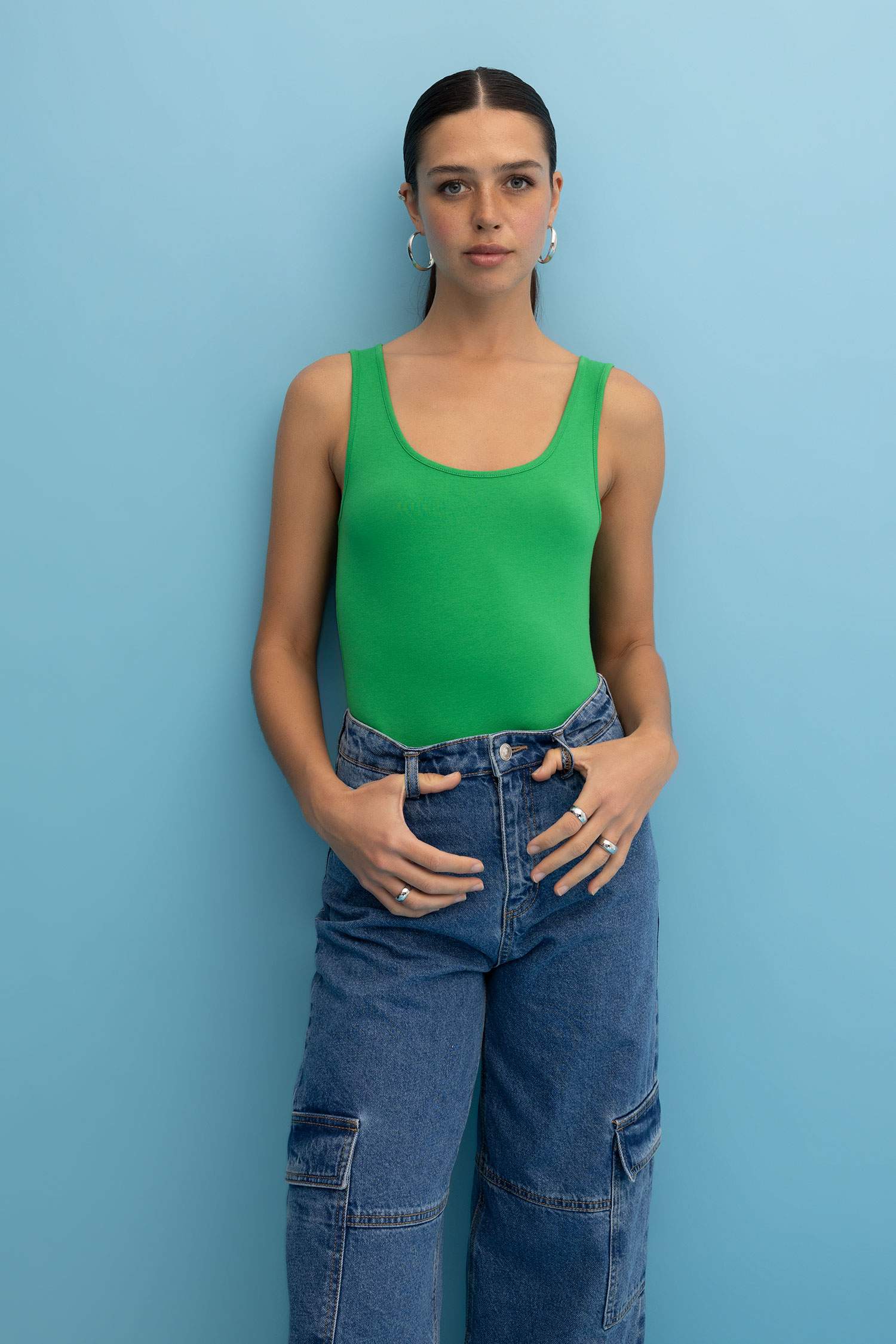 Slim Fit Dar Kesim U Yaka Basic Düz Atlet