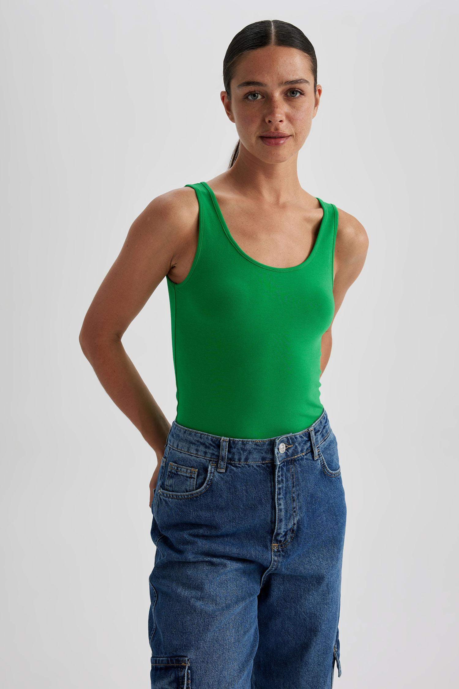 Slim Fit Dar Kesim U Yaka Basic Düz Atlet