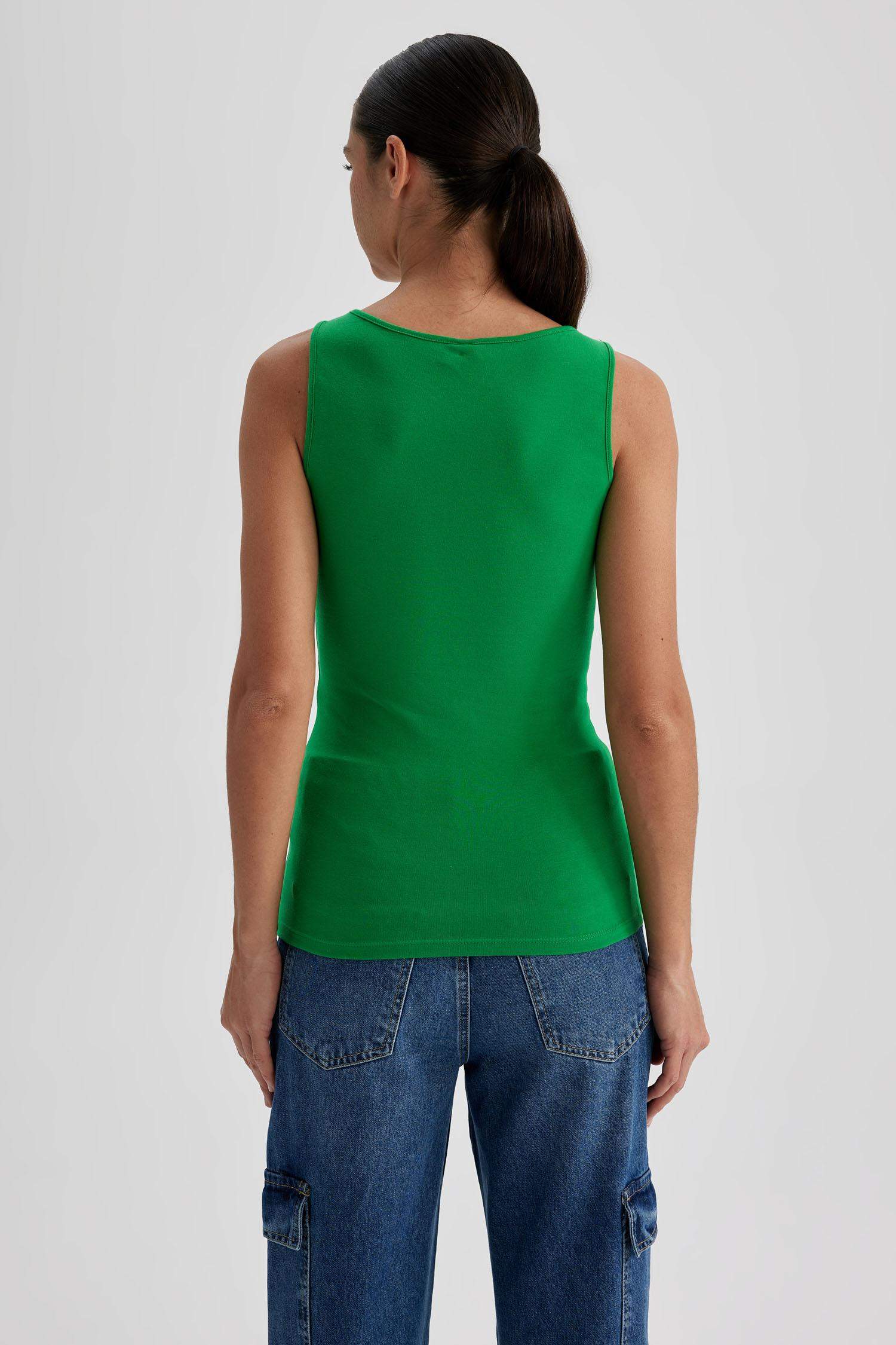 Slim Fit Dar Kesim U Yaka Basic Düz Atlet