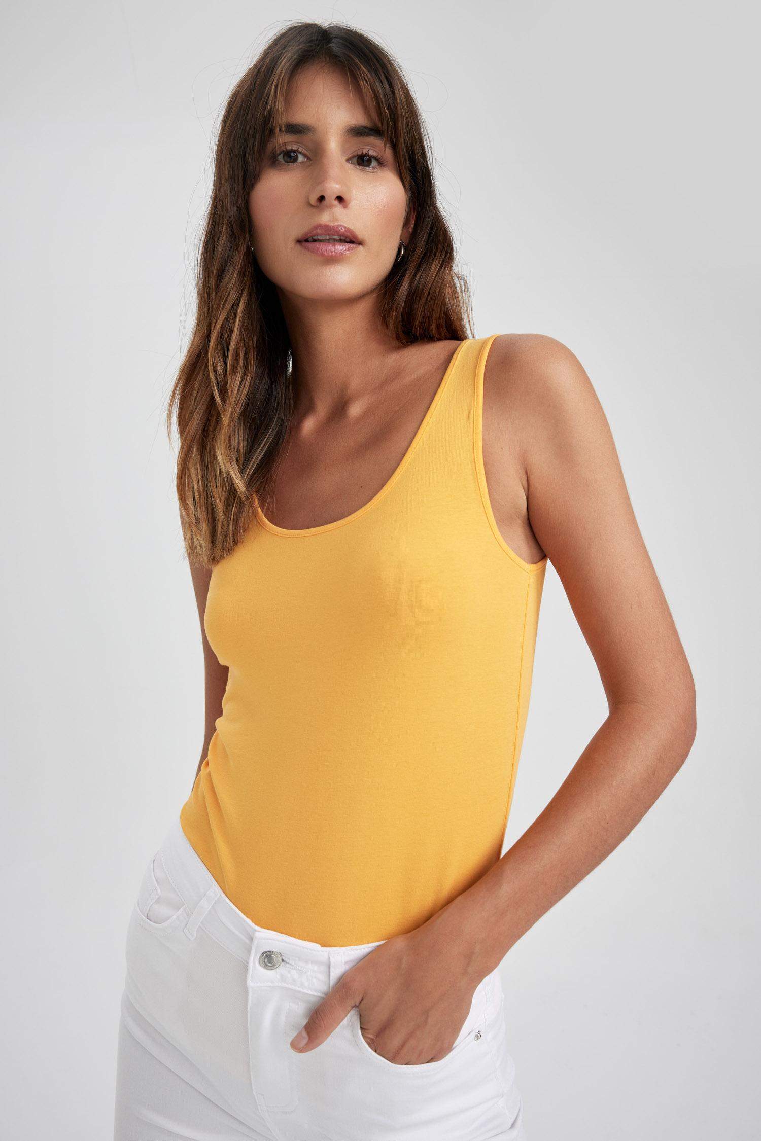 Slim Fit Dar Kesim U Yaka Basic Düz Atlet