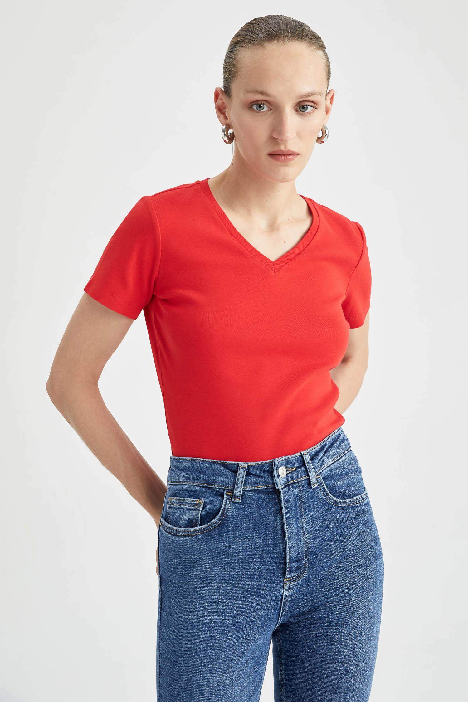 Slim Fit V Neck Short Sleeve T-Shirt