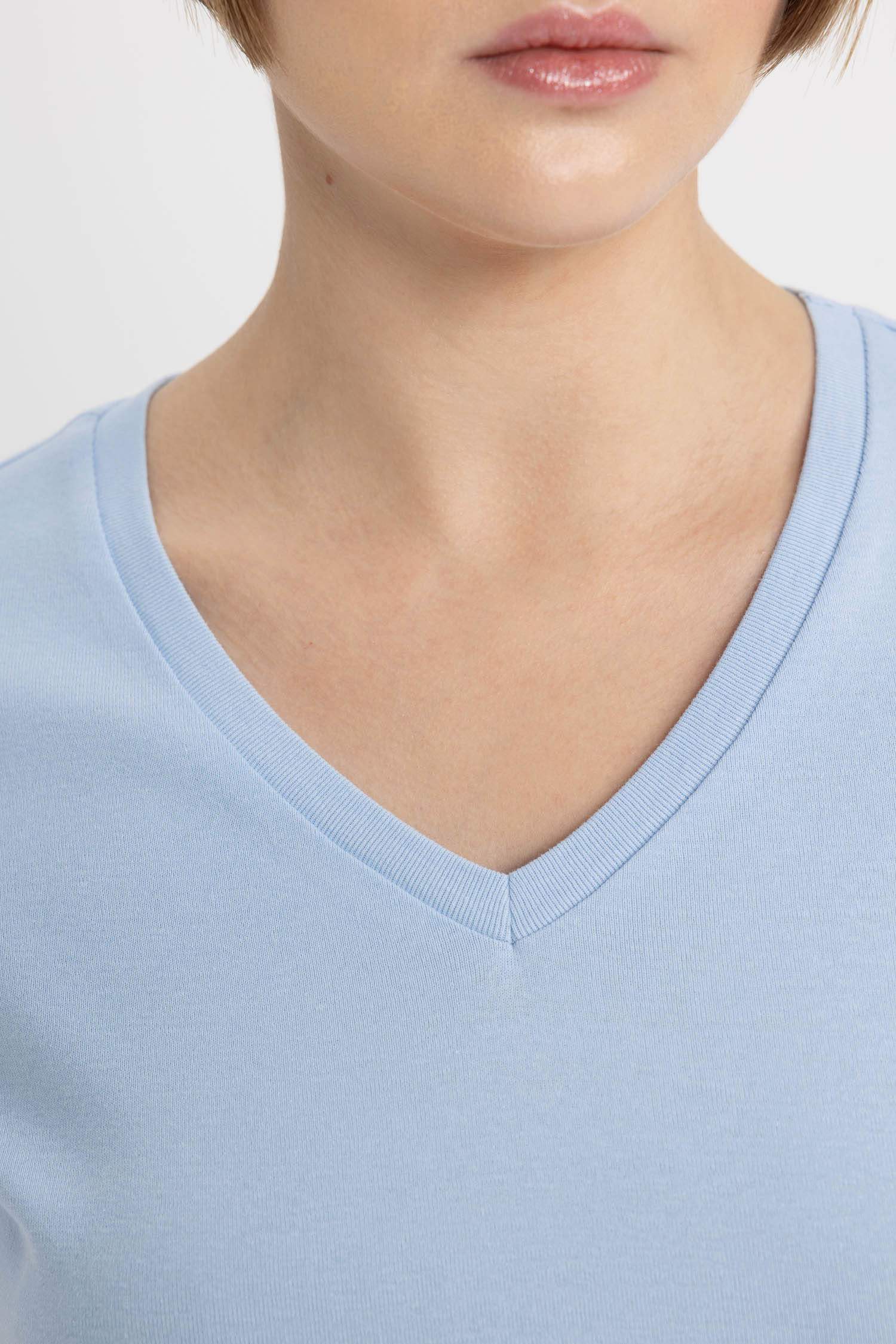 Slim Fit V Neck Ribbed Basic T-Shirt