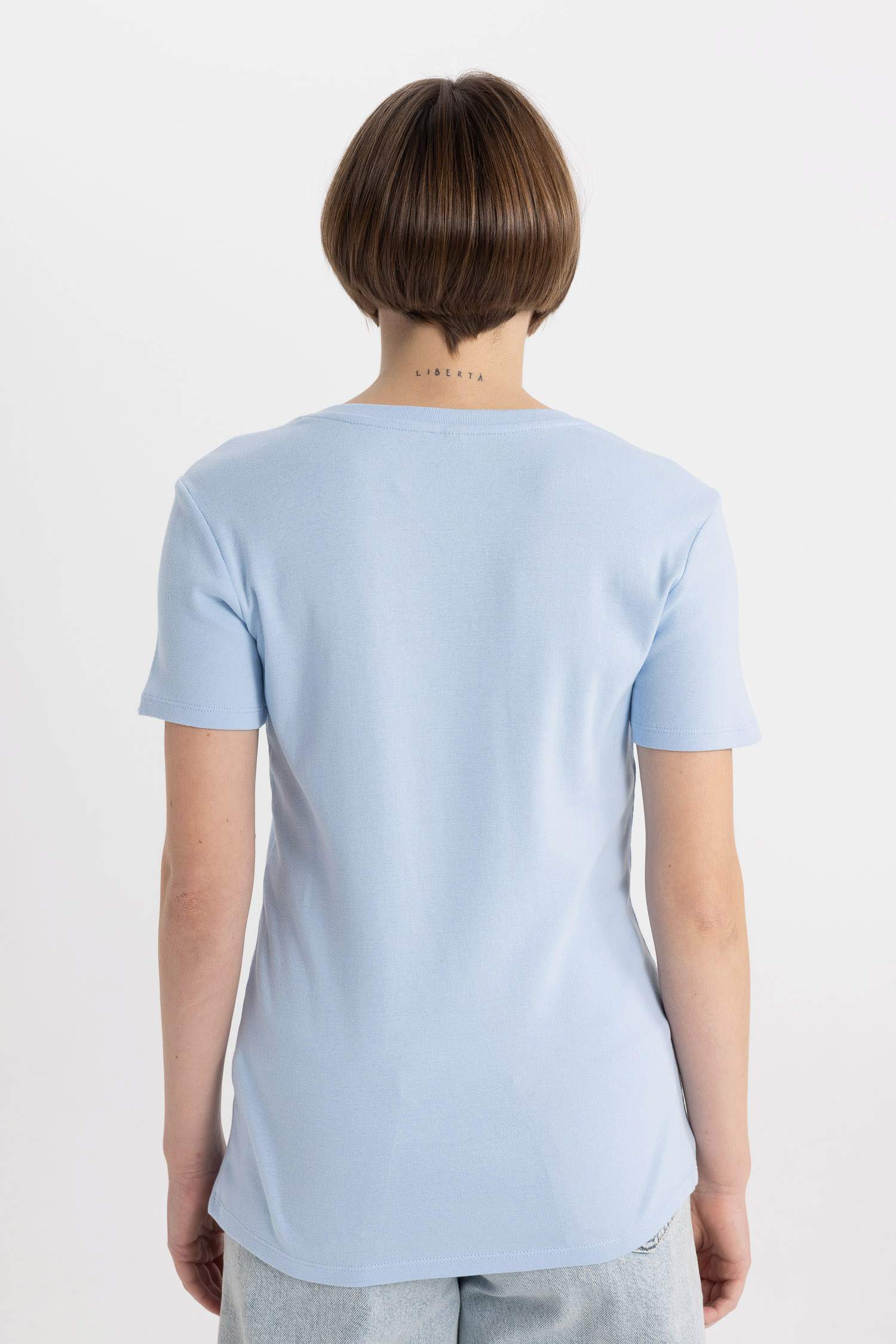 Slim Fit V Neck Ribbed Basic T-Shirt