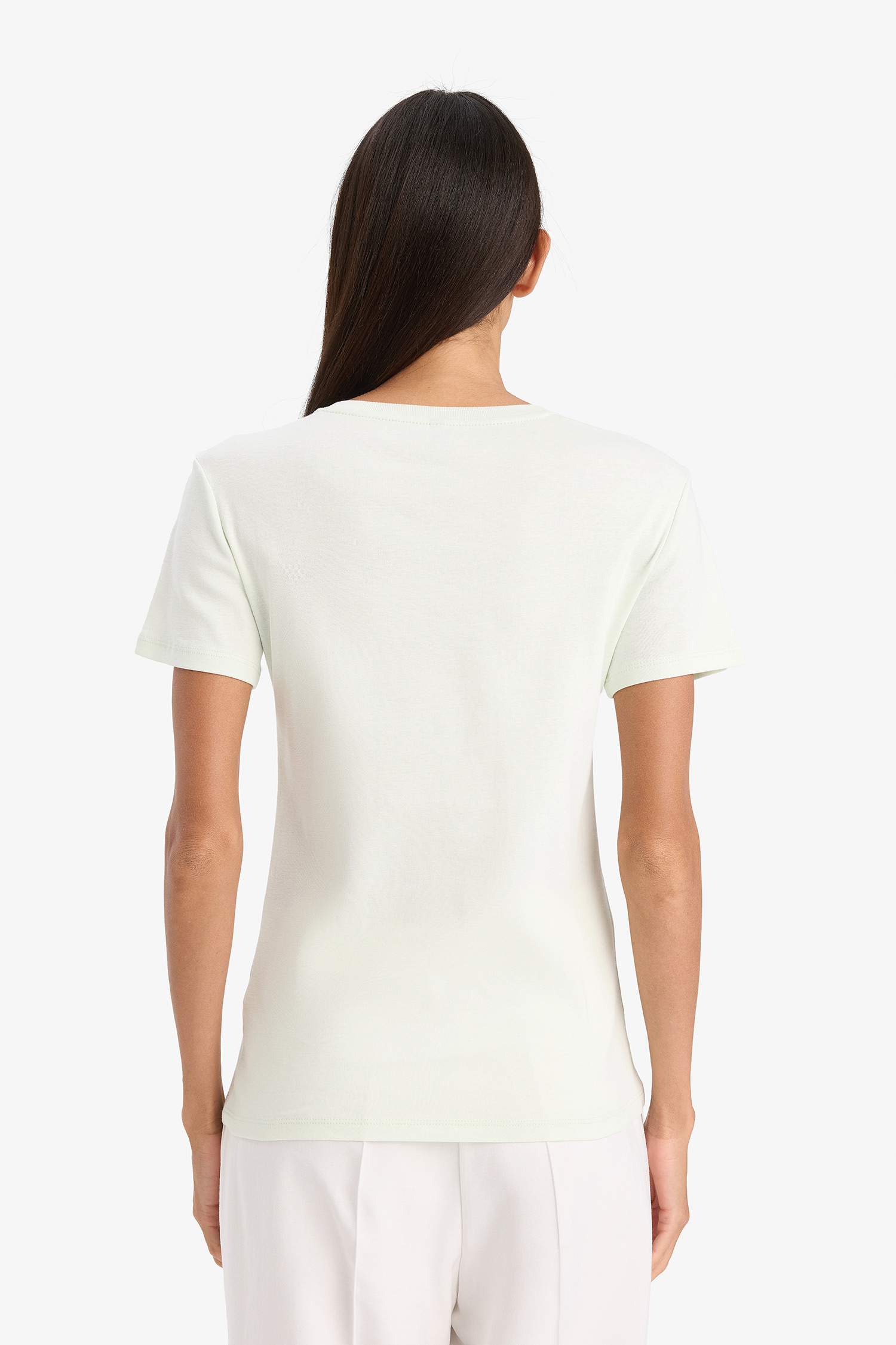 Slim Fit V Neck Ribbed Basic T-Shirt