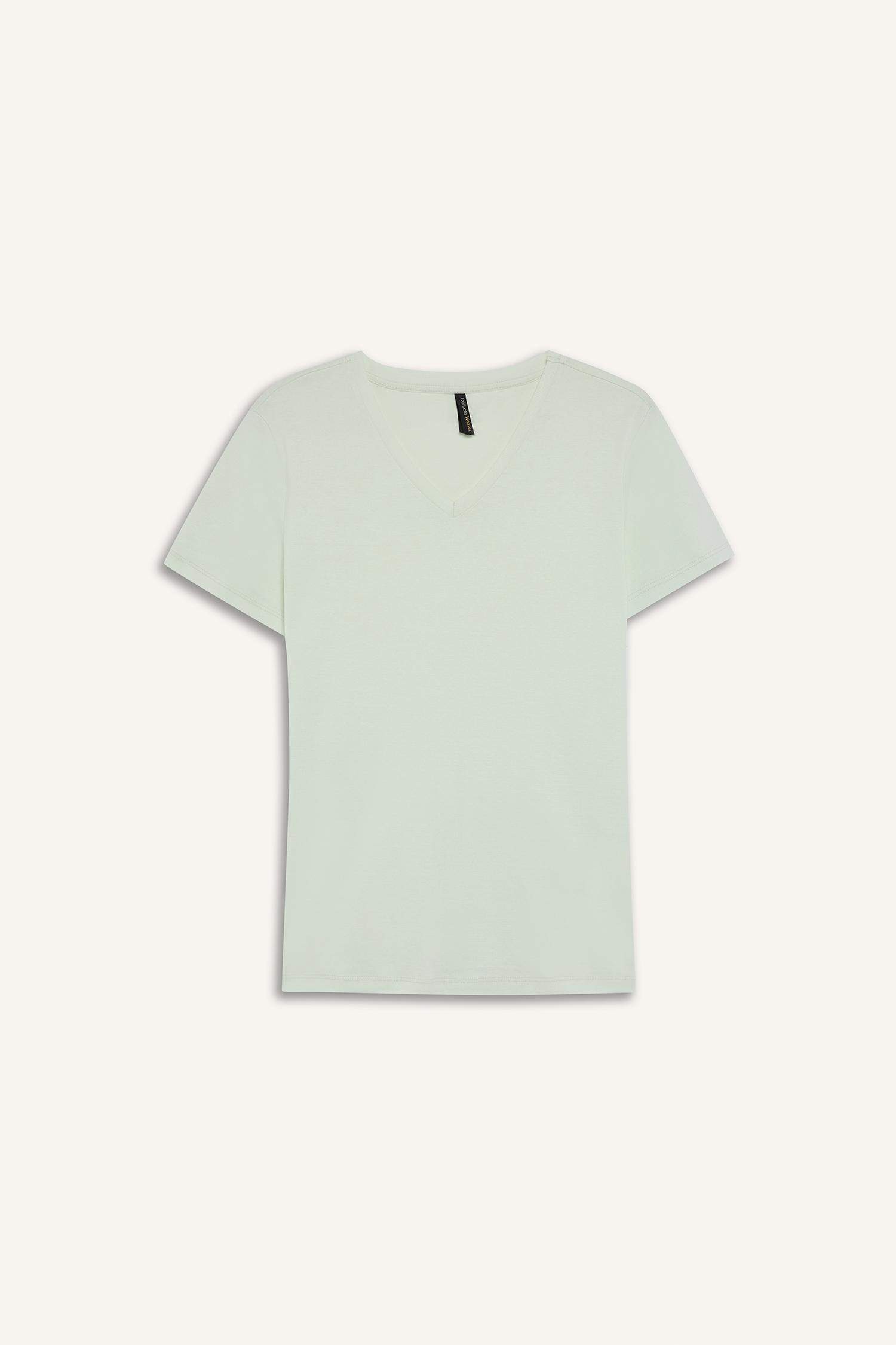 Slim Fit V Neck Ribbed Basic T-Shirt