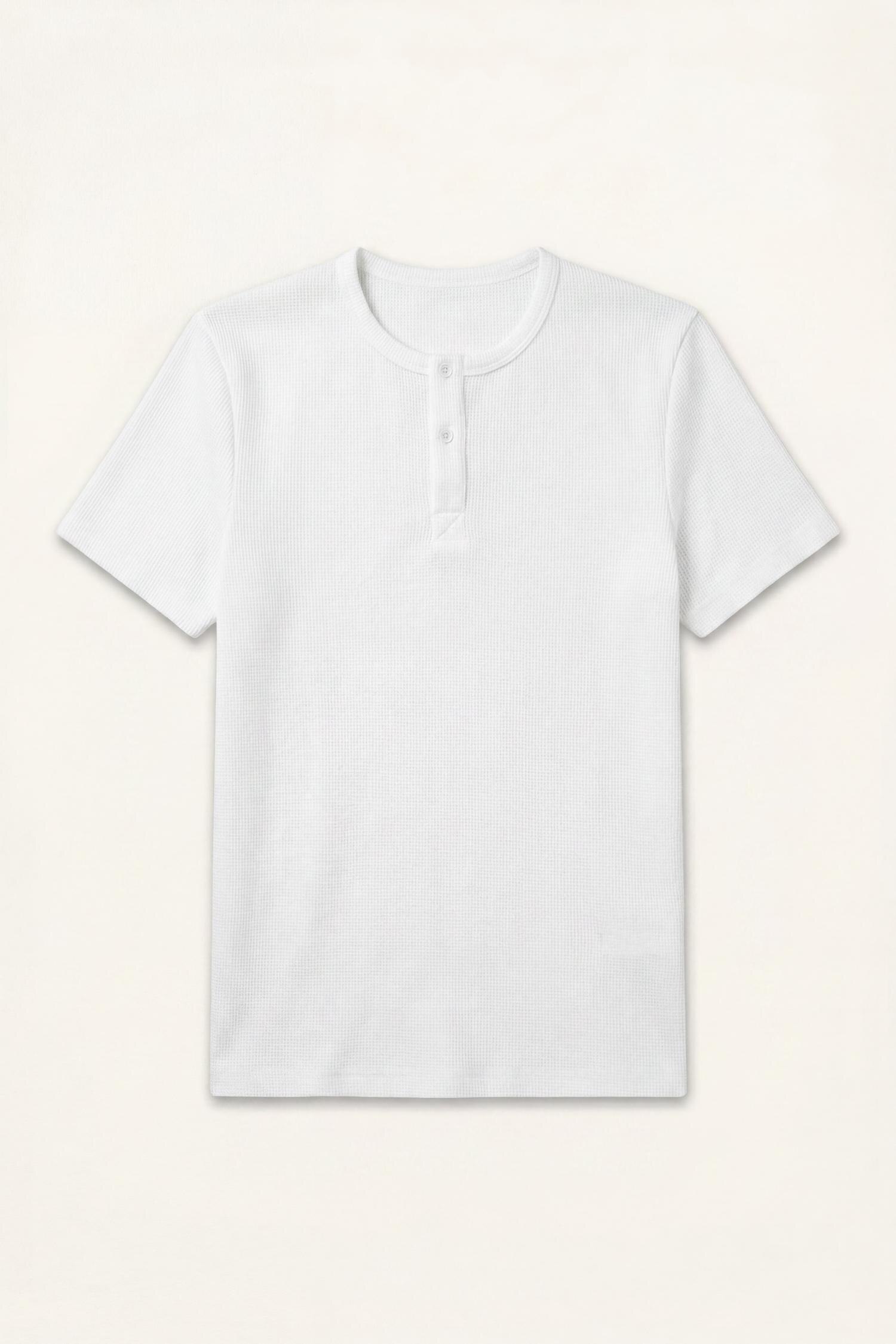 DeFacto Slım Fıt Waffle Henley Yaka Tişört görsel 3