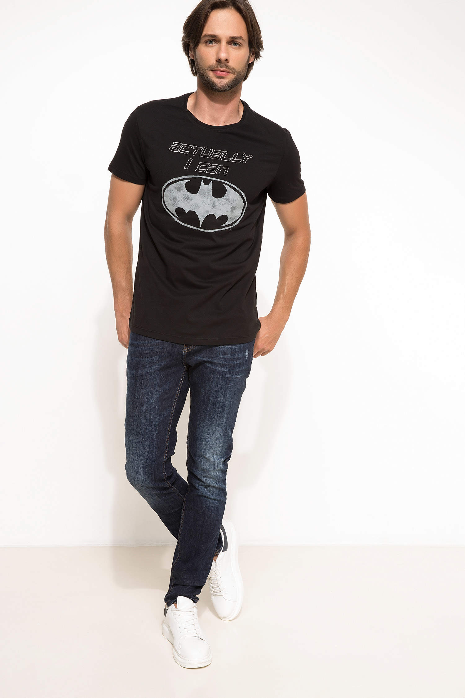 Defacto Batman Lisanslı Slim Fit T-shirt. 2