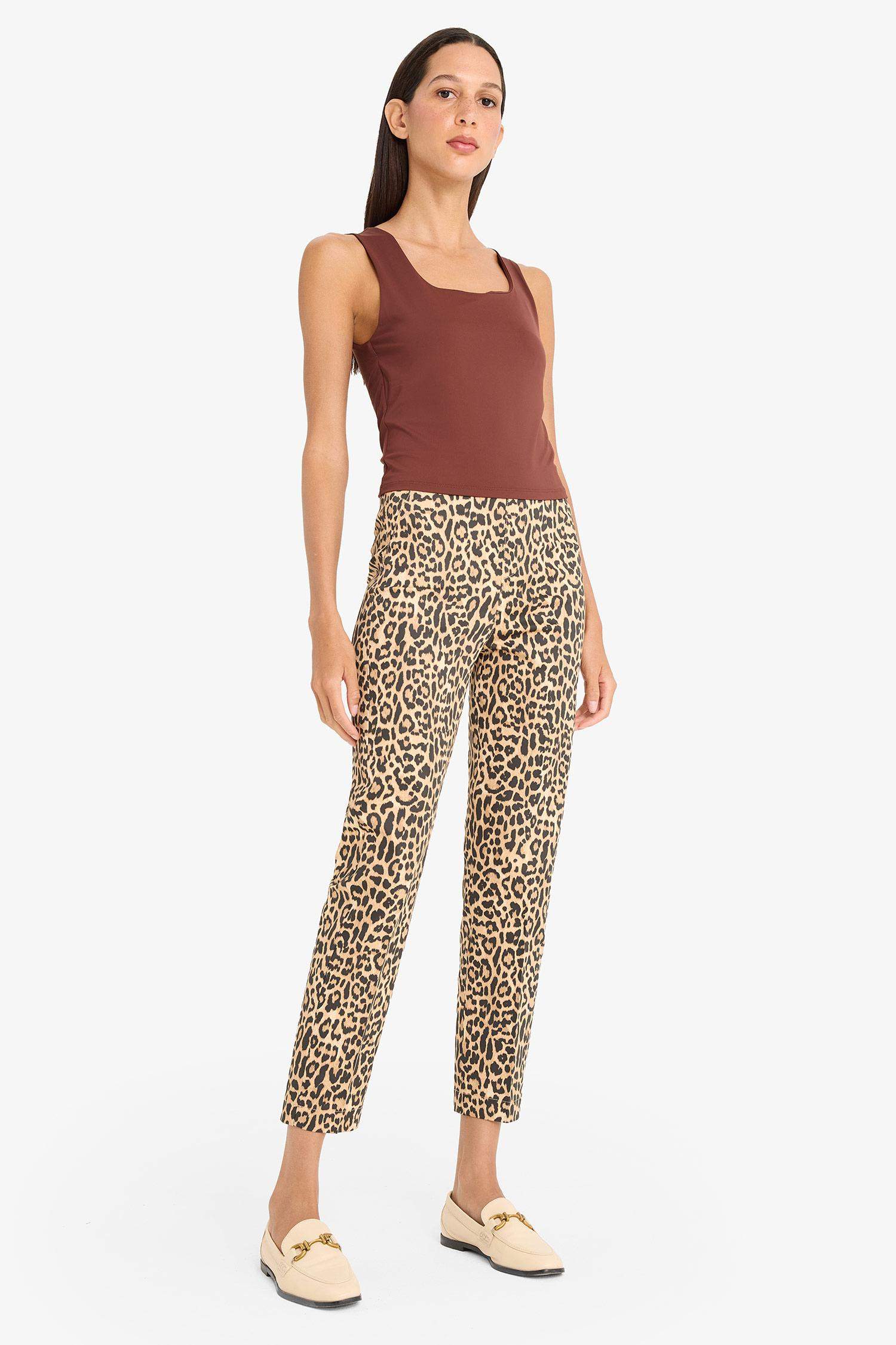 Elastic Waist Midi Satin Cigarette Fit Trousers