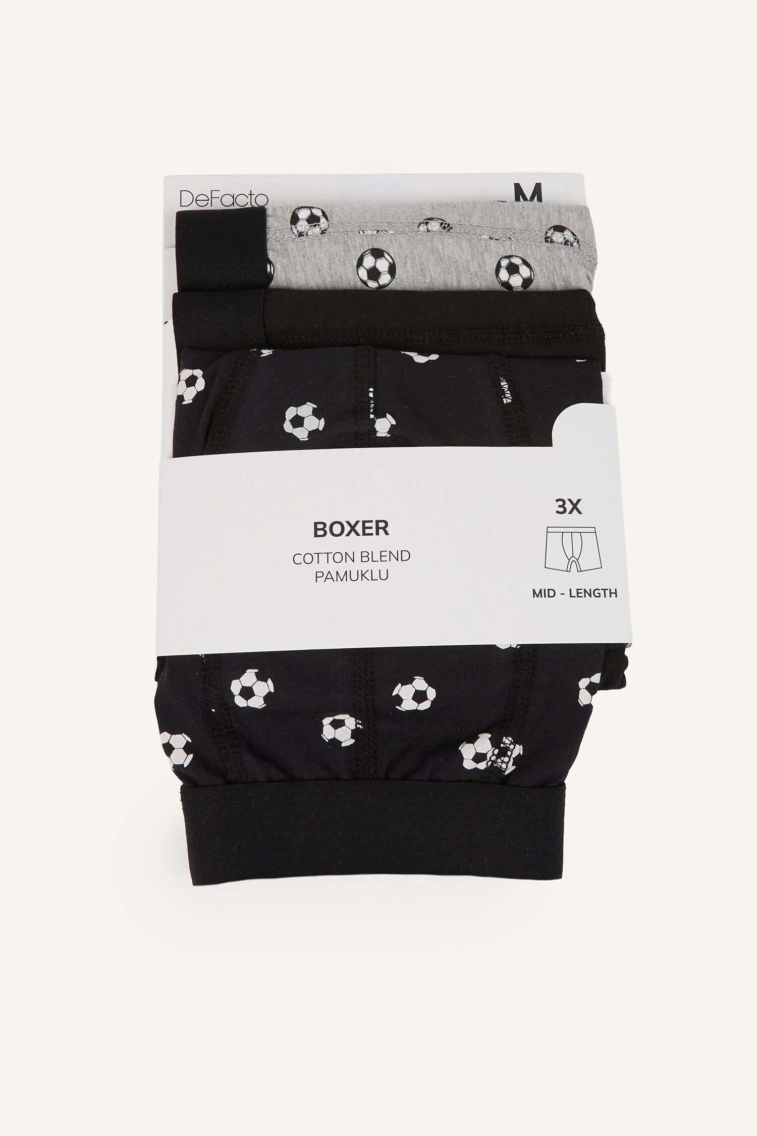 DeFacto Regular Fıt Desenli 3'lü Boxer görsel 7