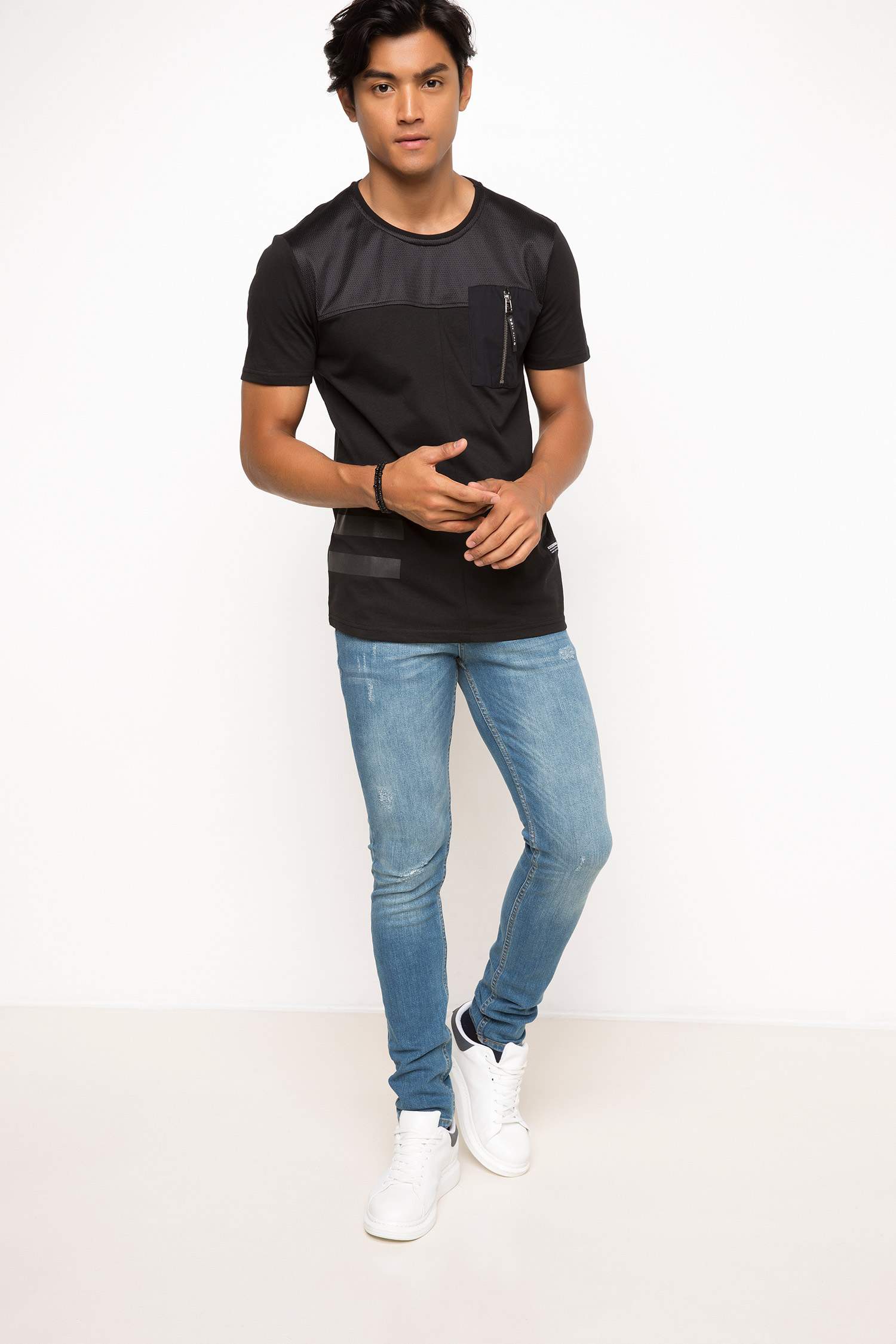 Defacto Bisiklet Yaka T-Shirt. 2