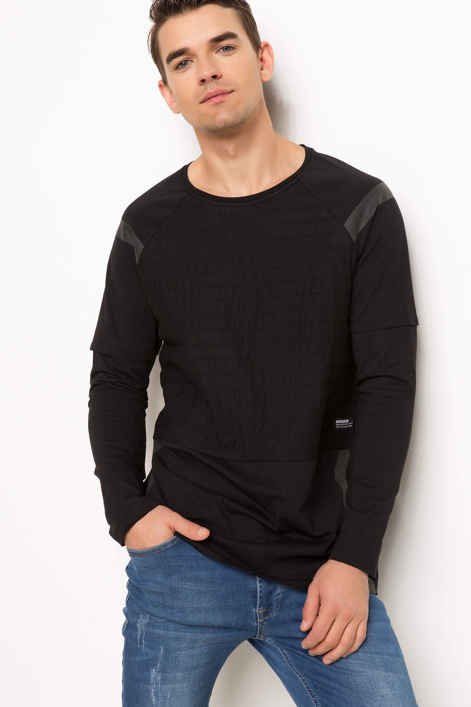 Defacto Bisiklet Yaka T-Shirt. 1