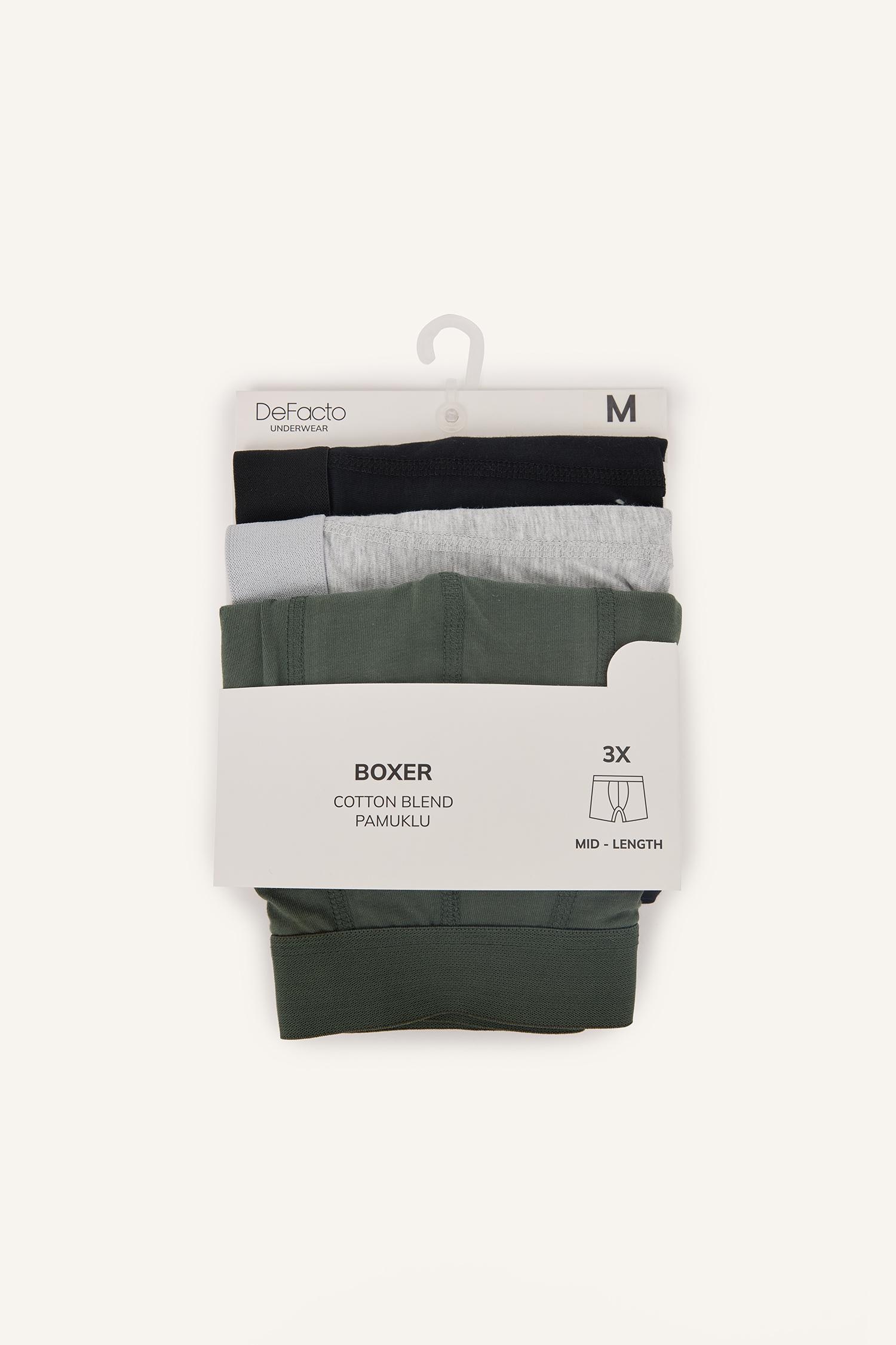 DeFacto Regular Fit Beli Lastikli 3'lü Boxer Seti görsel 7
