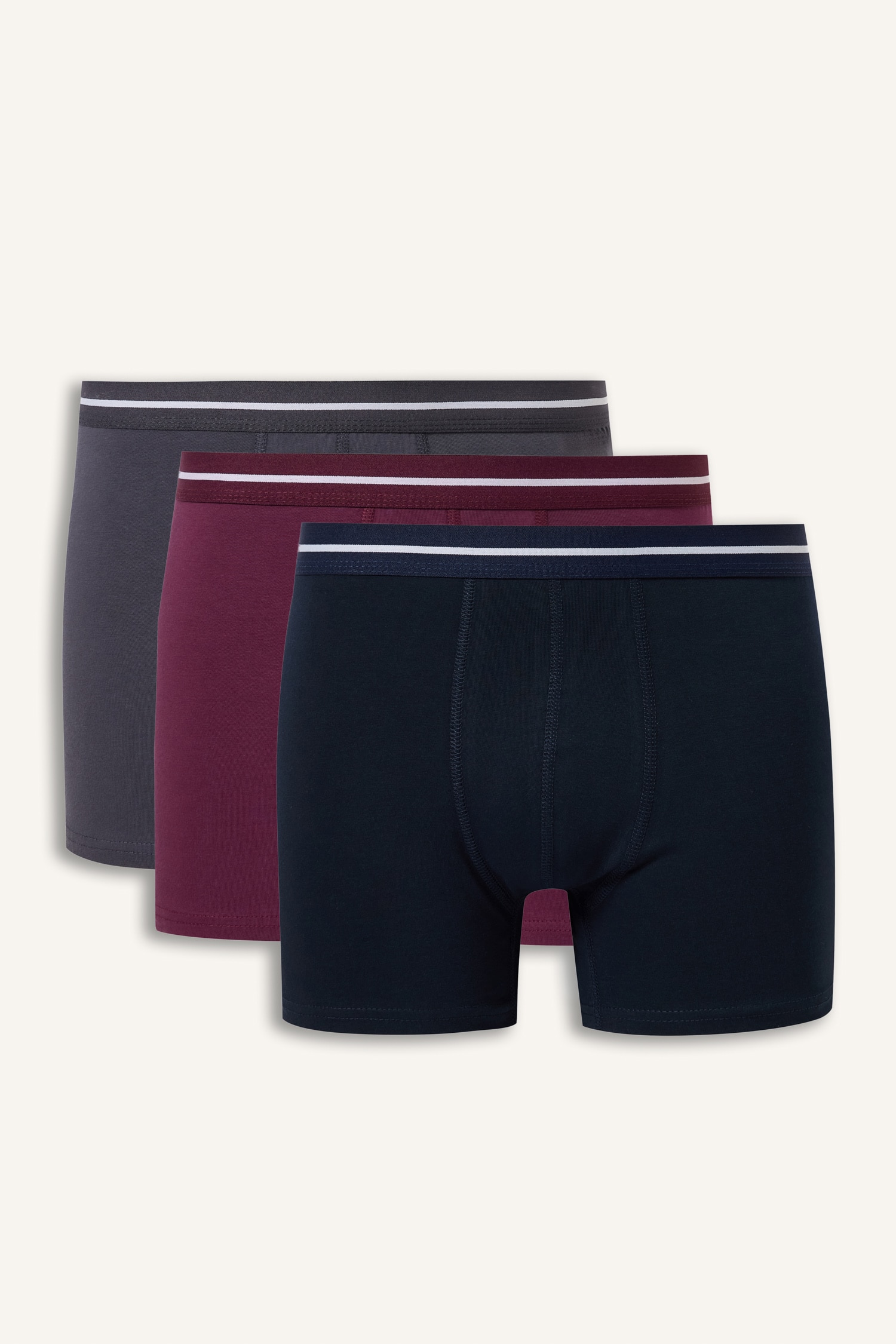 DeFacto Regular Fit Çizgili Beli Lastikli 3'lü Boxer