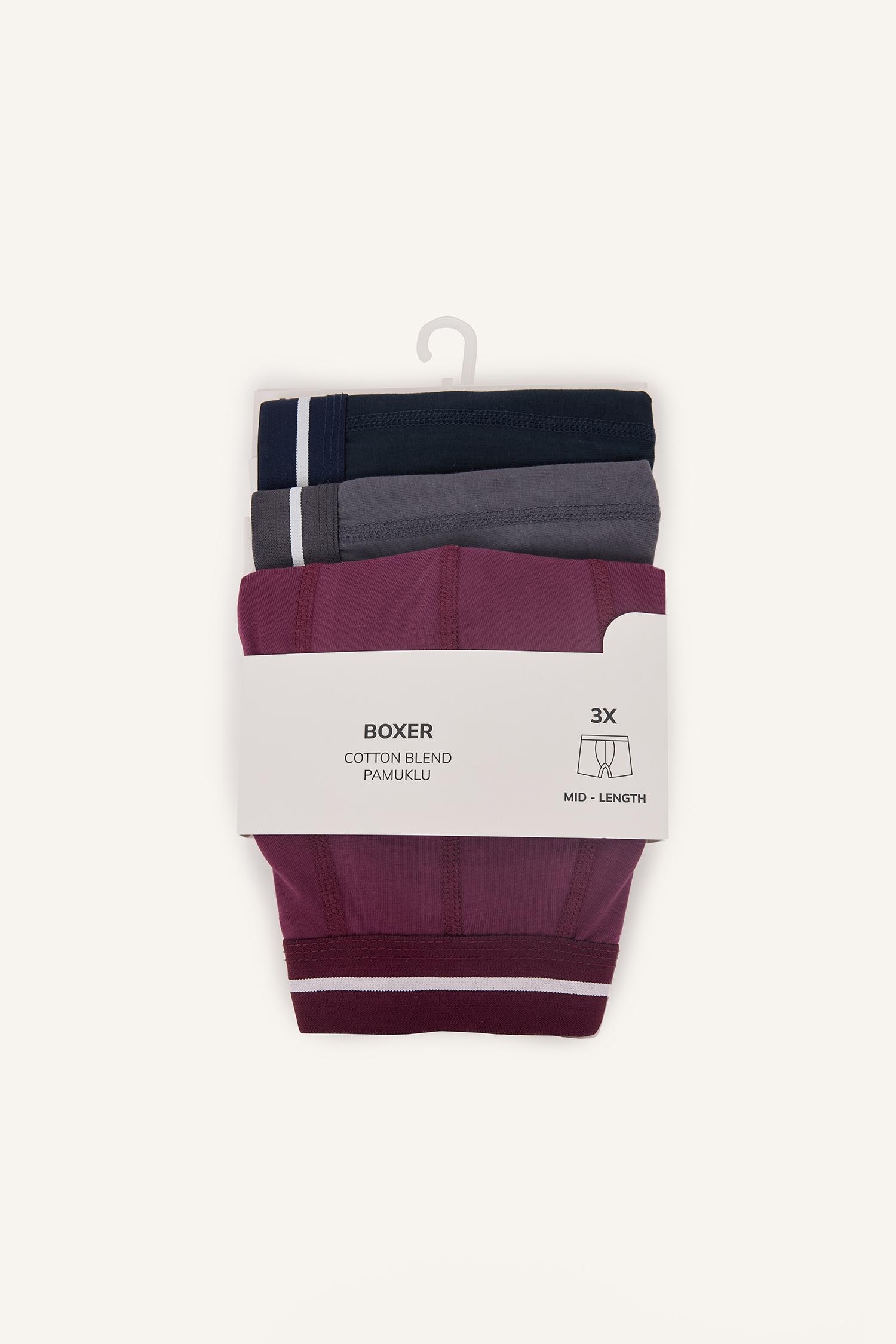 DeFacto Regular Fit Çizgili Beli Lastikli 3'lü Boxer görsel 7