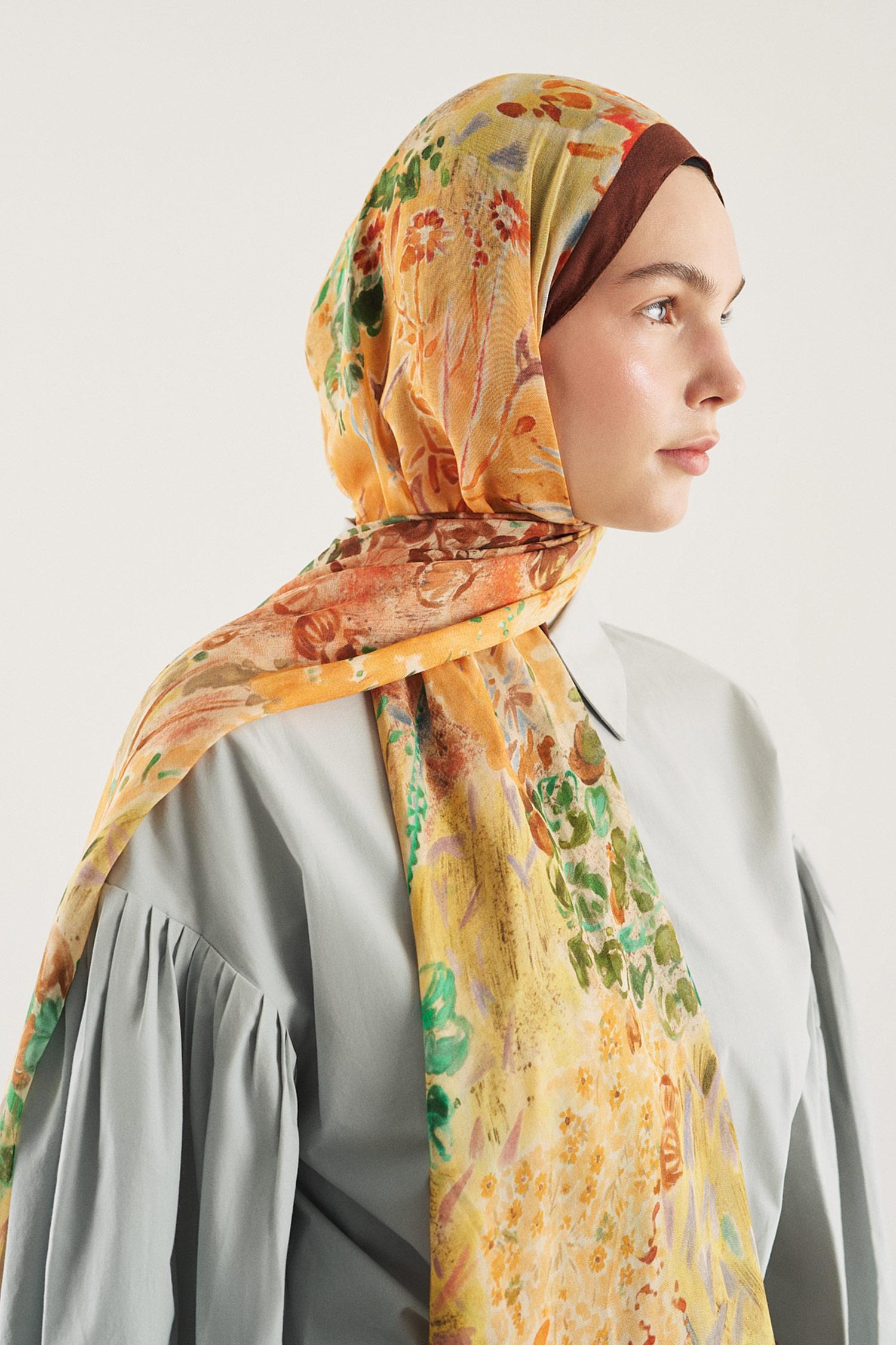 DeFacto Fresh Scarfs X DeFacto Botanical Art Viskon Şal görsel 4