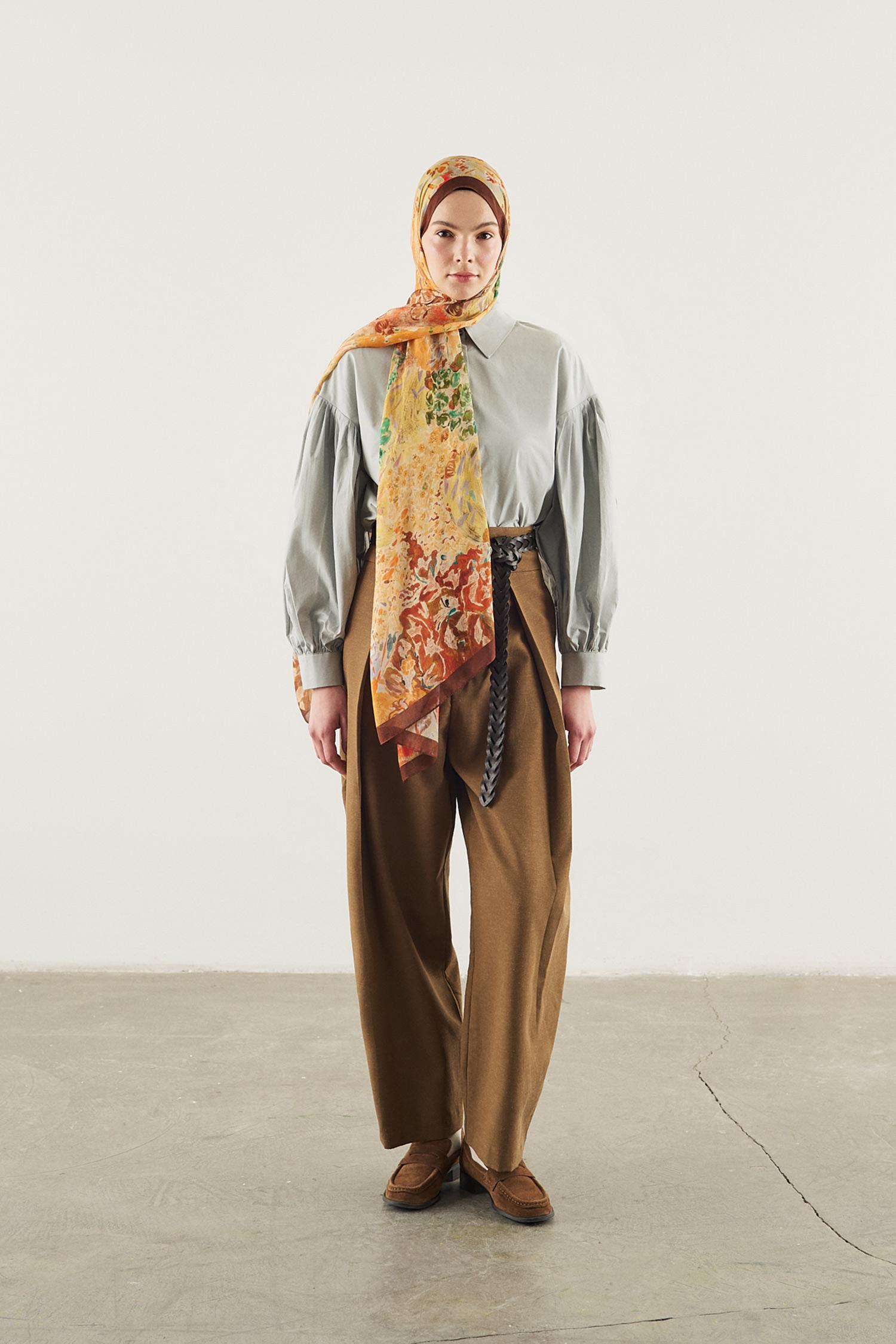 DeFacto Fresh Scarfs X DeFacto Botanical Art Viskon Şal görsel 6
