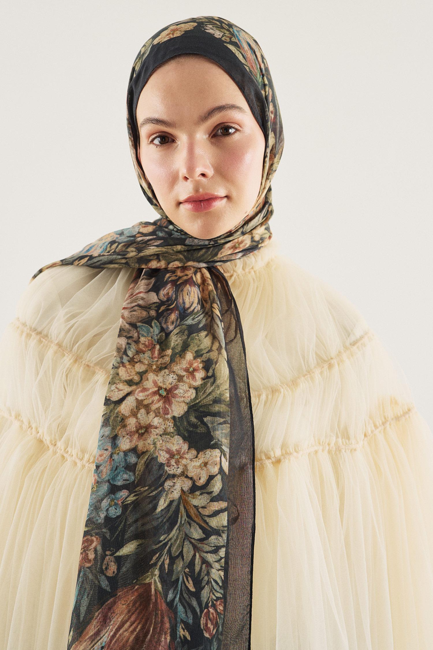 DeFacto Fresh Scarfs X DeFacto Night Bloom Viskon Şal görsel 2