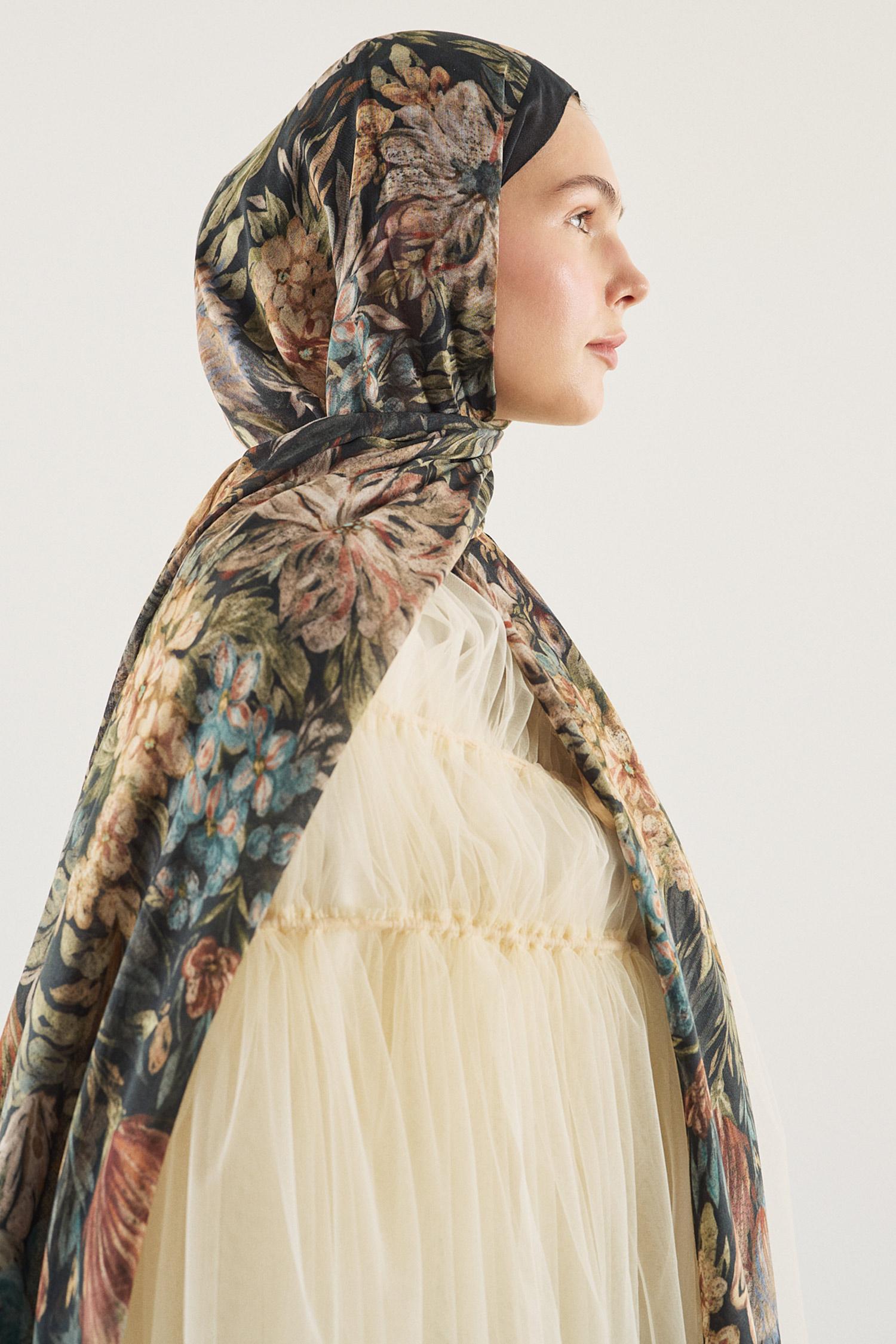 DeFacto Fresh Scarfs X DeFacto Night Bloom Viskon Şal görsel 5