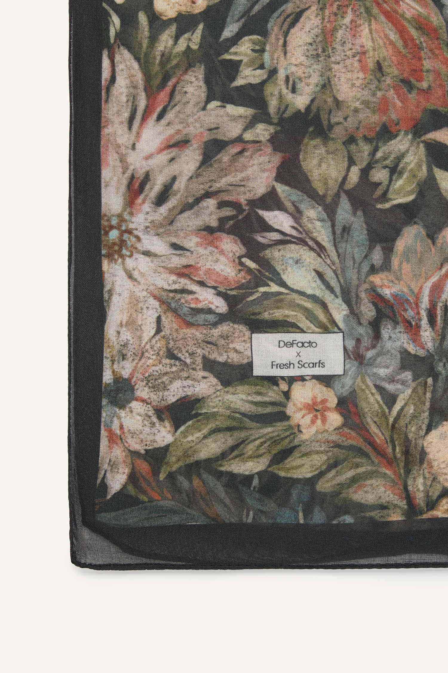 DeFacto Fresh Scarfs X DeFacto Night Bloom Viskon Şal görsel 8
