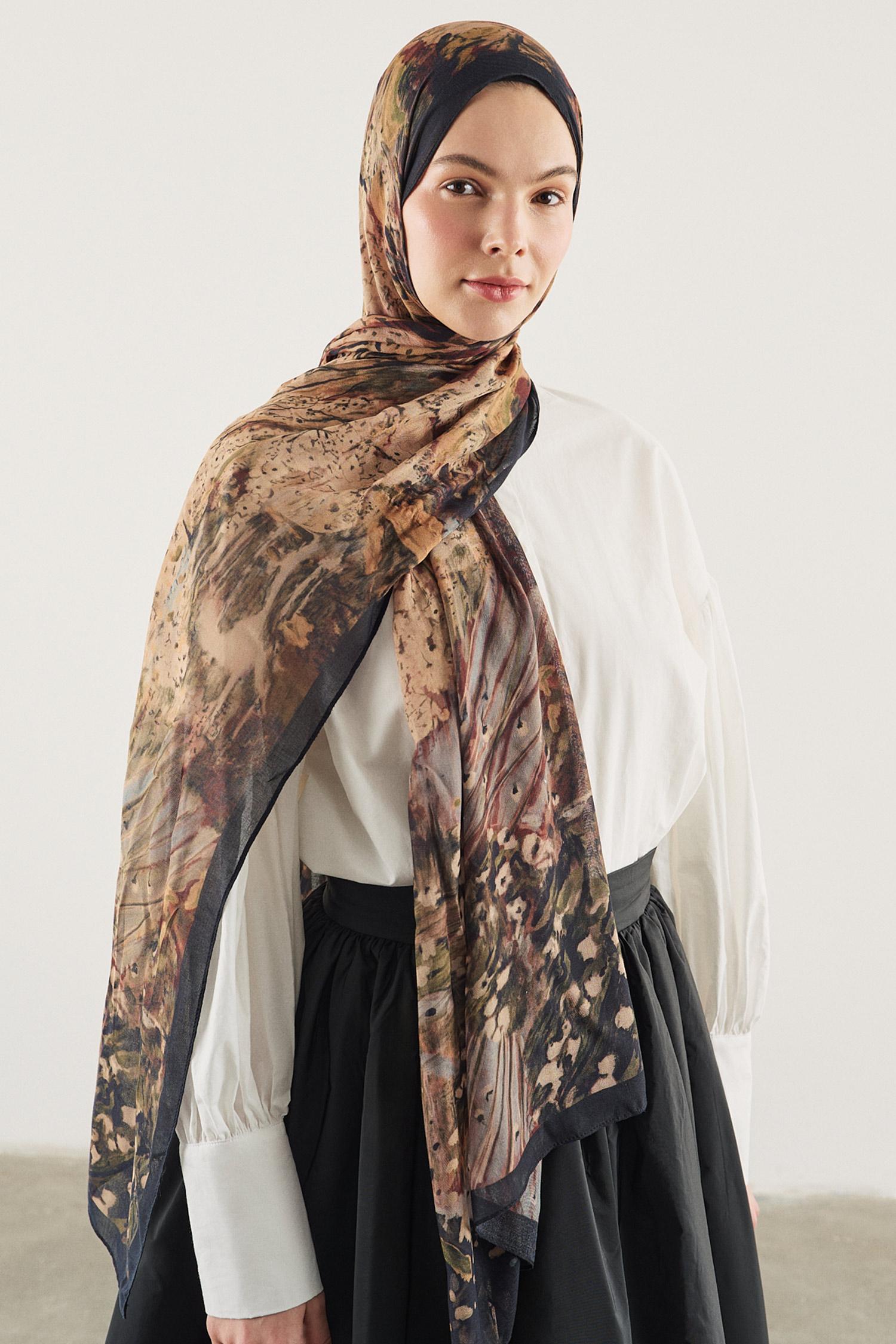 DeFacto Fresh Scarfs X DeFacto Abstract Floral Viskon Şal görsel 4