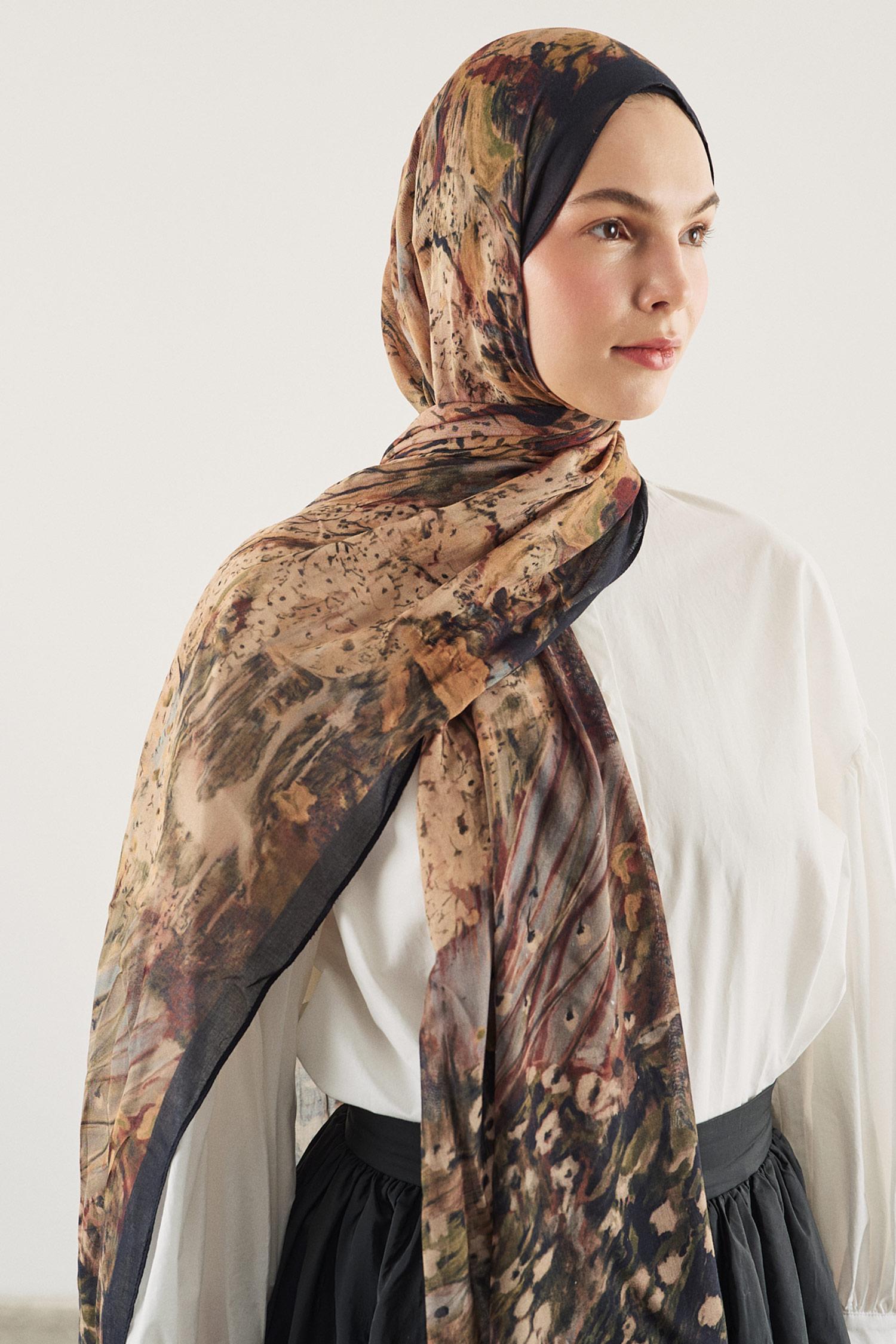 DeFacto Fresh Scarfs X DeFacto Abstract Floral Viskon Şal görsel 6