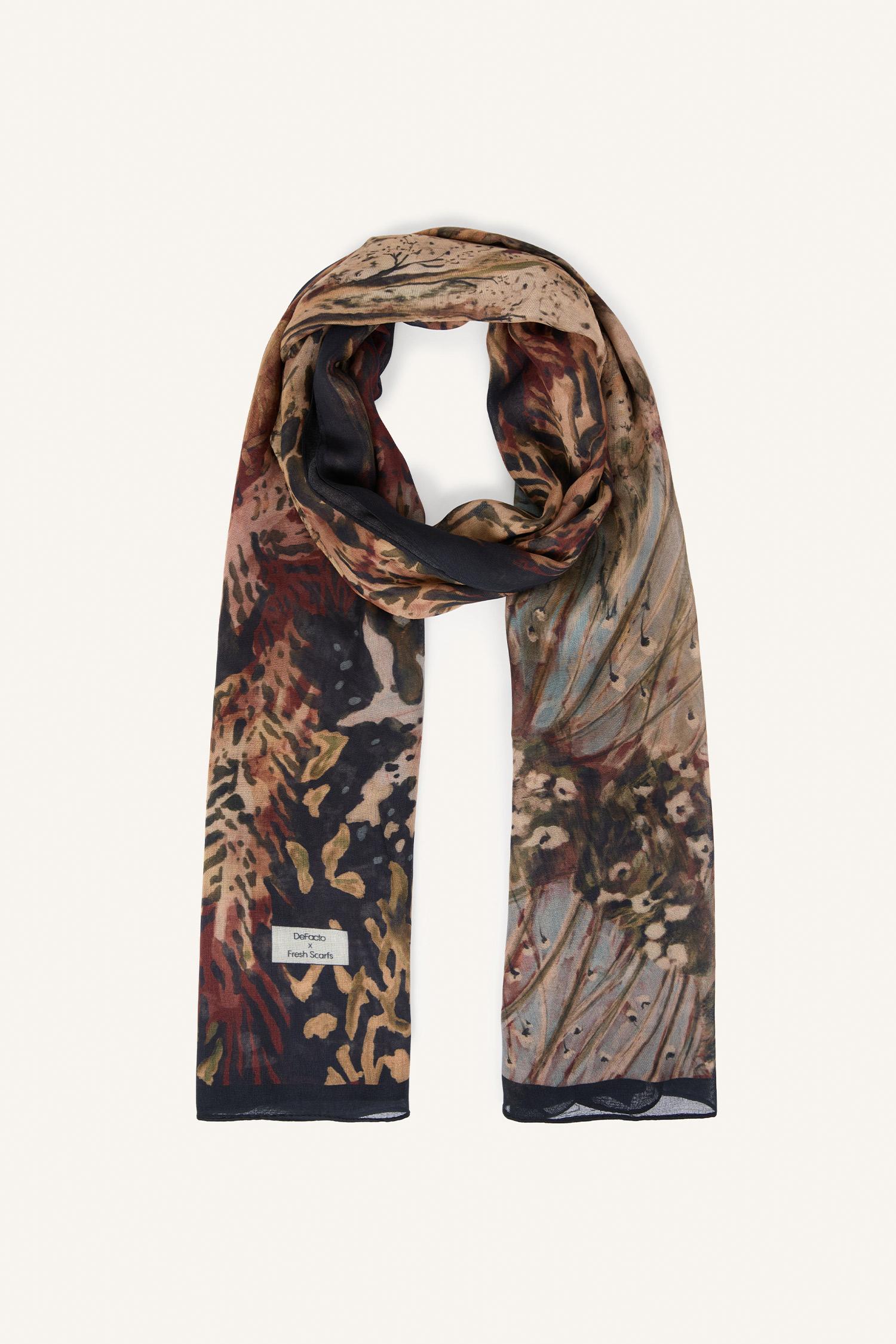 DeFacto Fresh Scarfs X DeFacto Abstract Floral Viskon Şal görsel 7