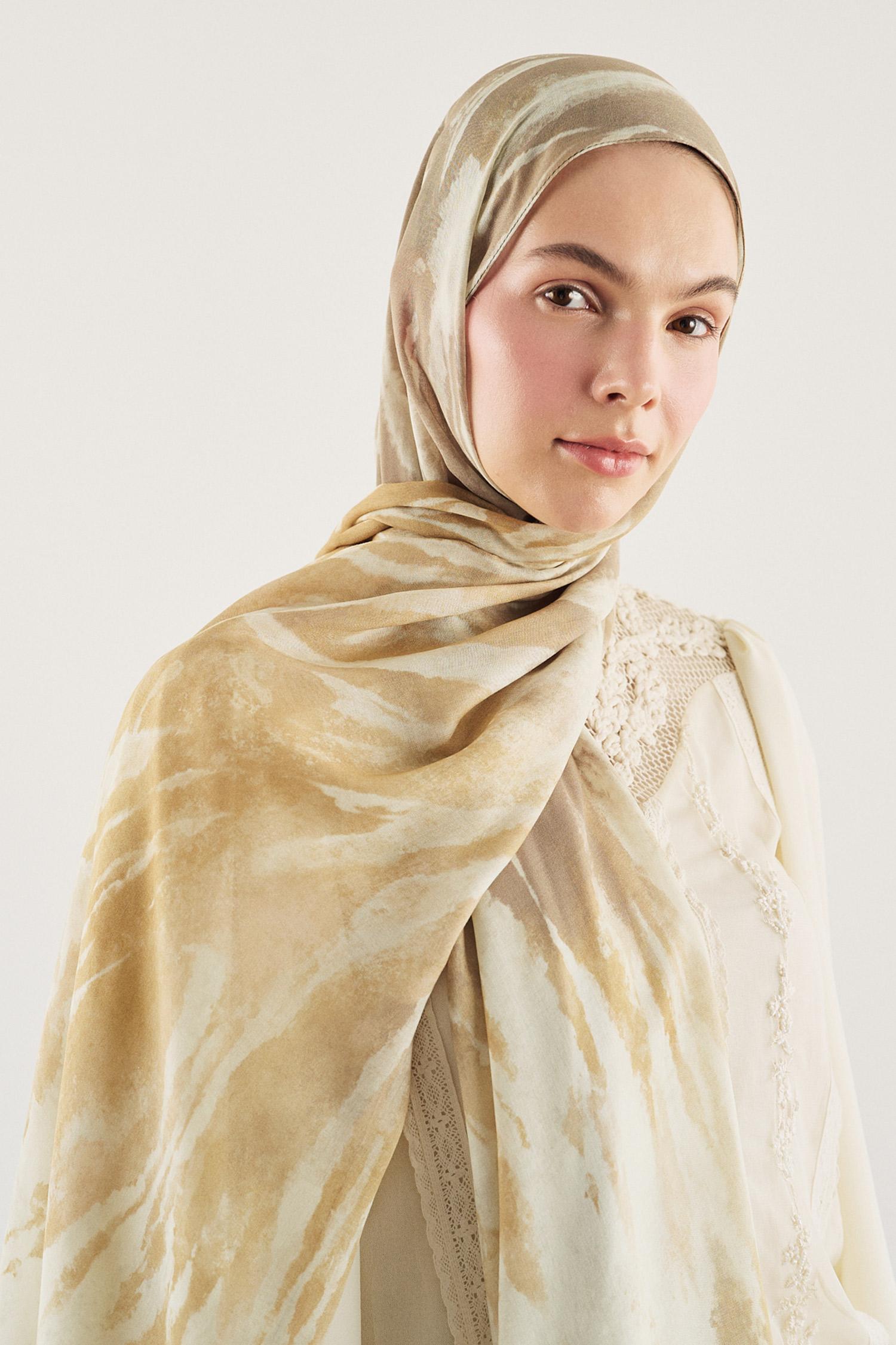 DeFacto Fresh Scarfs X DeFacto Earthy Batik Keten Karışımlı Şal görsel 2