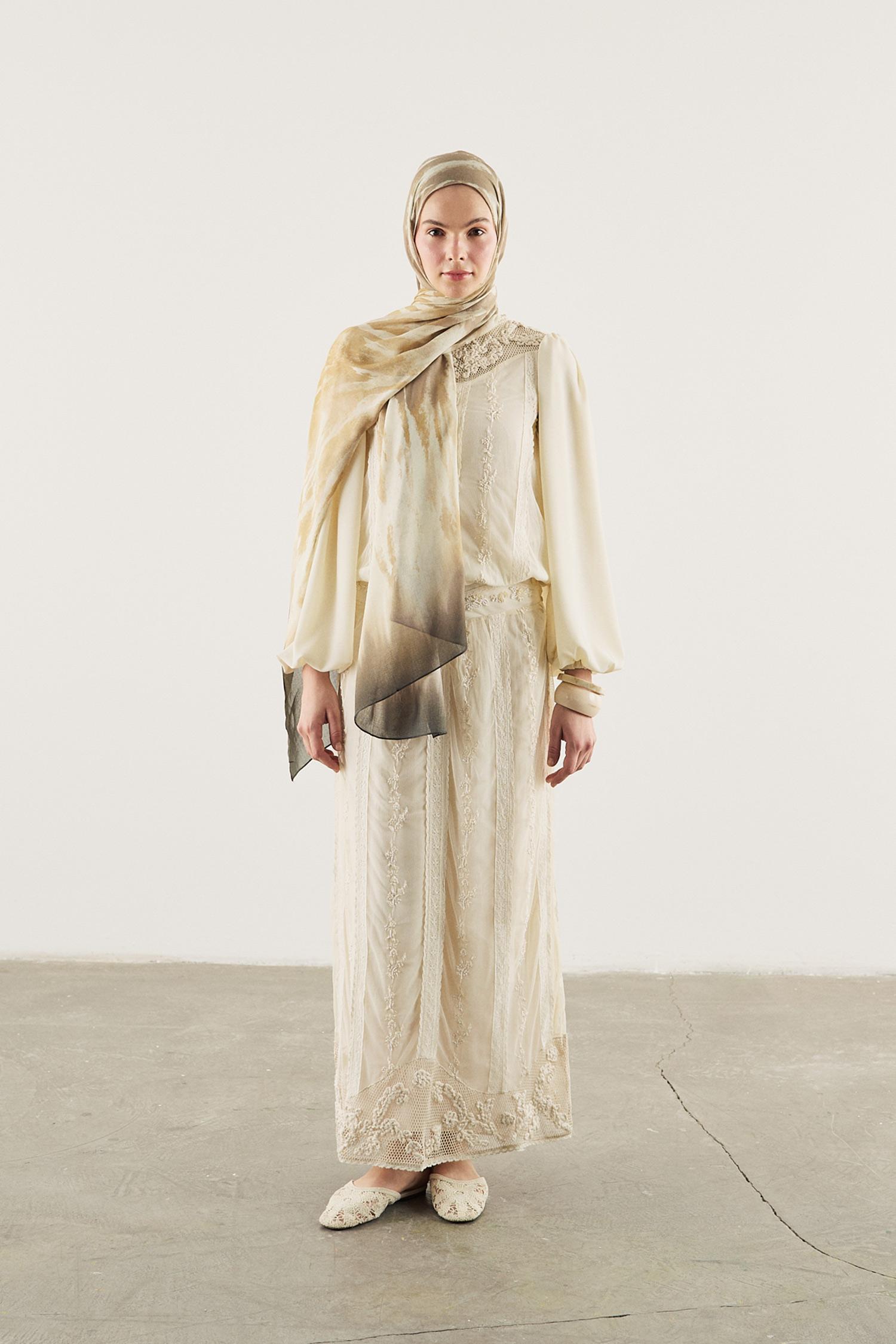 DeFacto Fresh Scarfs X DeFacto Earthy Batik Keten Karışımlı Şal görsel 4