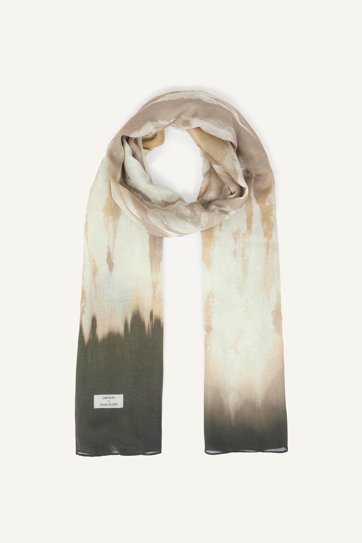 DeFacto Fresh Scarfs X DeFacto Earthy Batik Keten Karışımlı Şal görsel 6