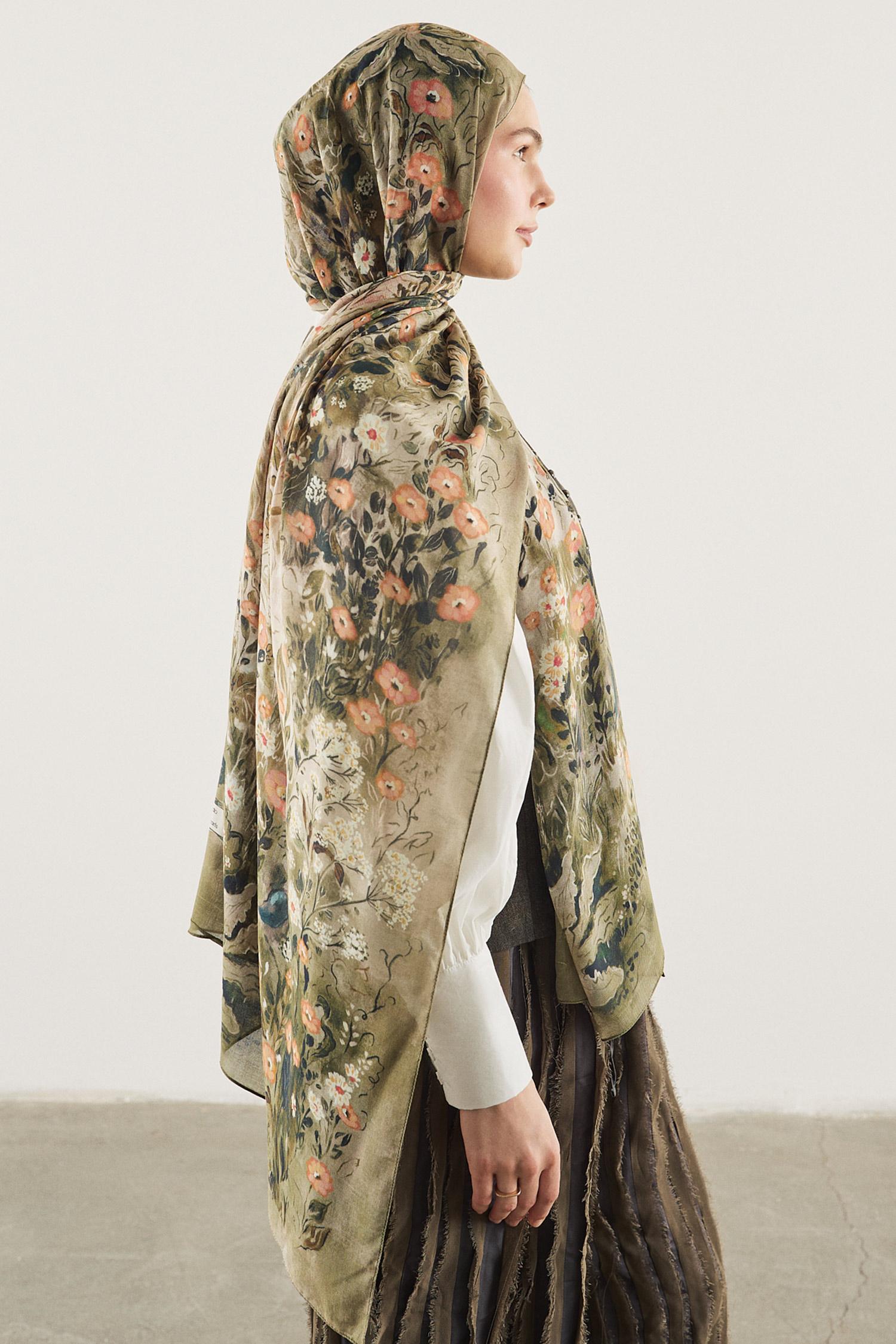 DeFacto Fresh Scarfs X DeFacto Misty Garden Viskon Şal görsel 5