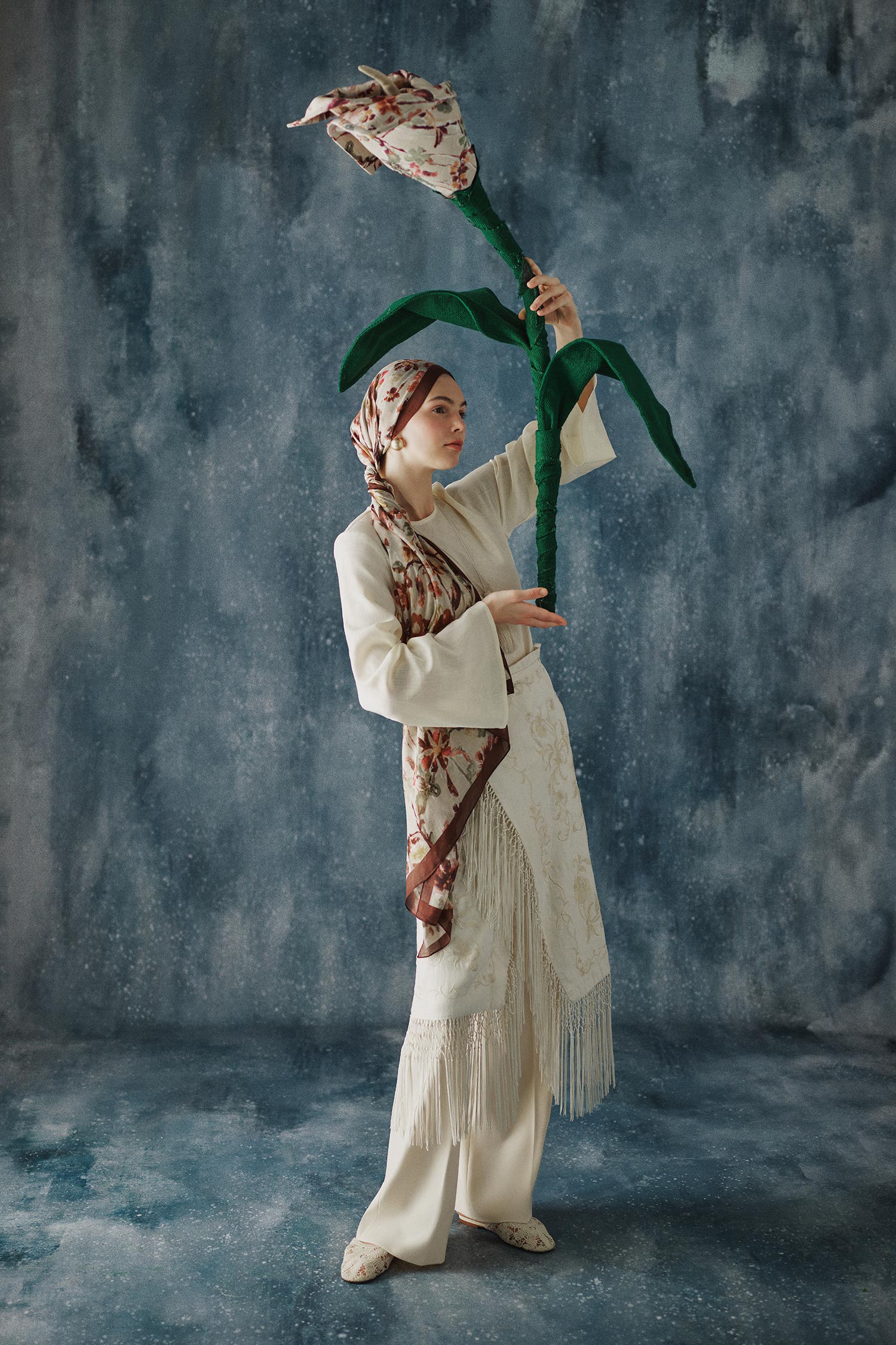 DeFacto Fresh Scarfs X DeFacto Autumn Garden Viskon Şal görsel 3