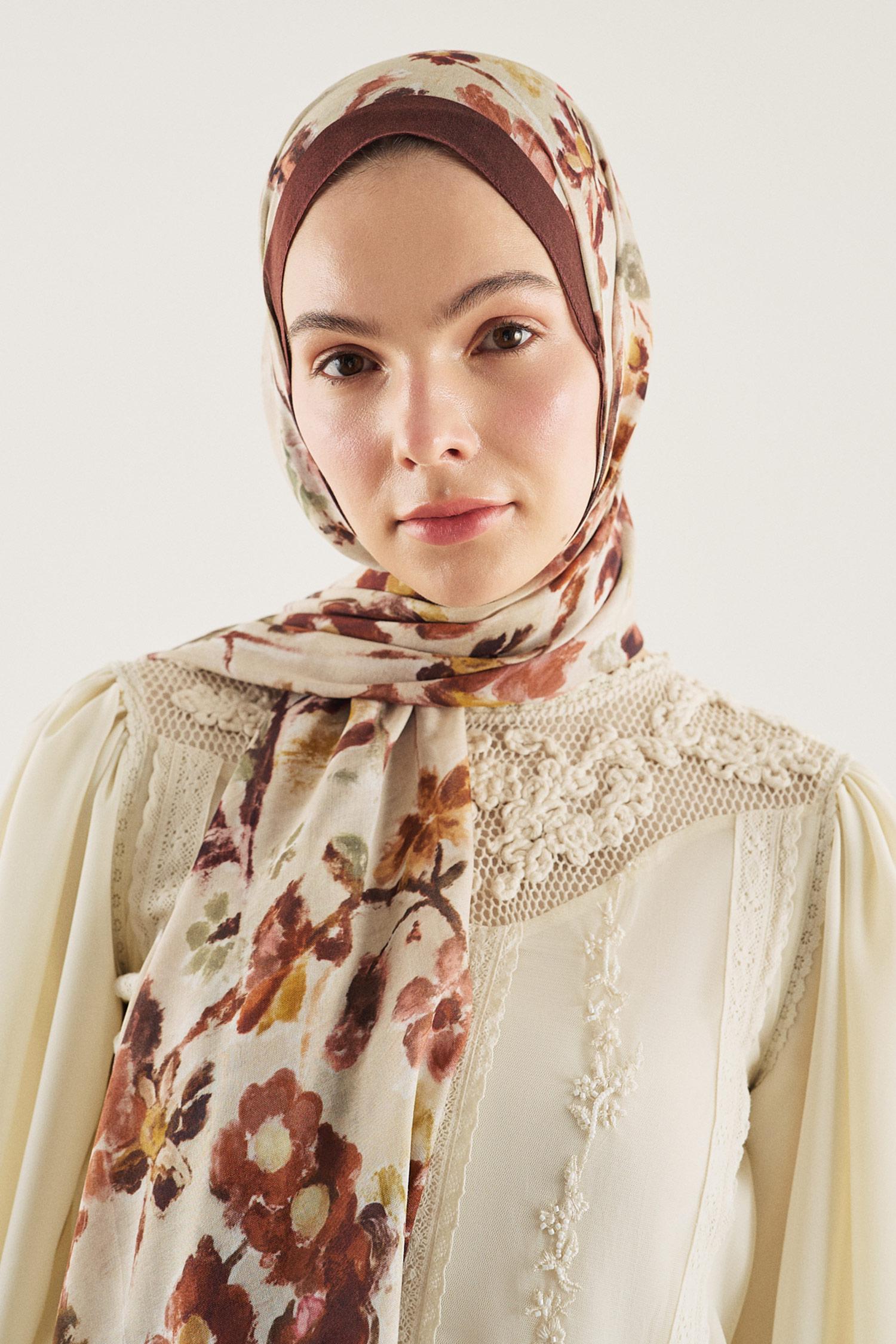 DeFacto Fresh Scarfs X DeFacto Autumn Garden Viskon Şal görsel 4